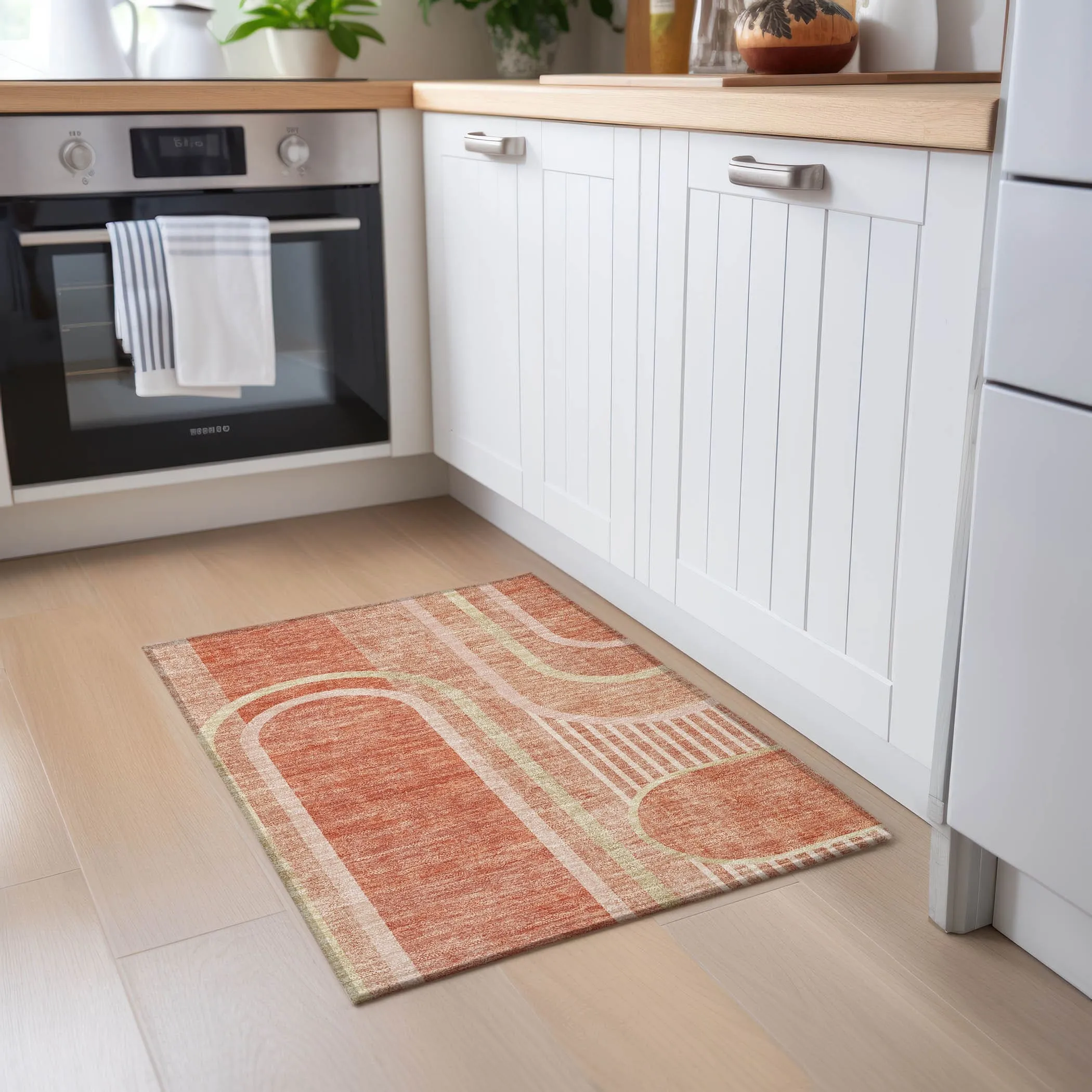 Machine Washable Indoor/ Outdoor Chantille Mid Century Modern Rug
