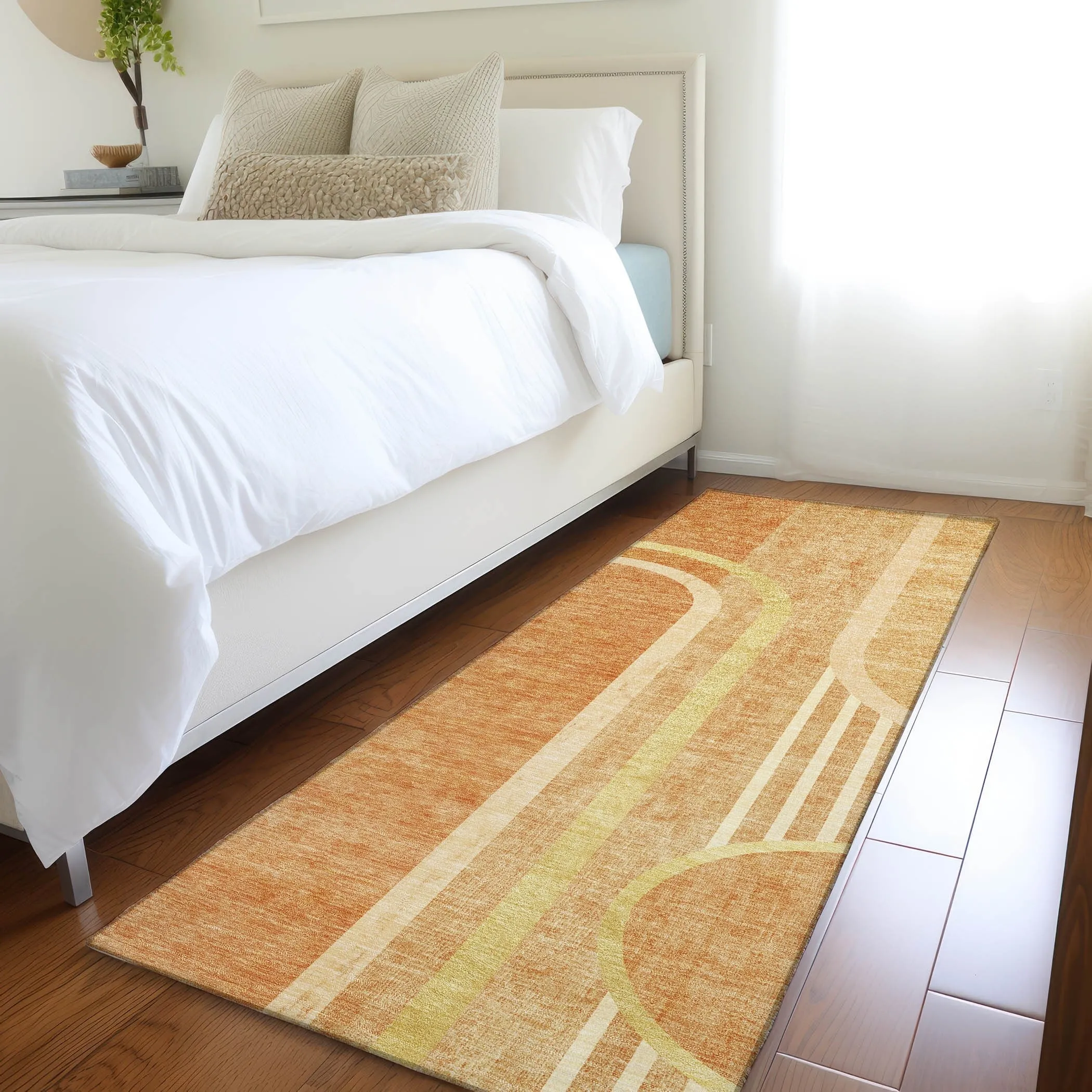 Machine Washable Indoor/ Outdoor Chantille Mid Century Modern Rug