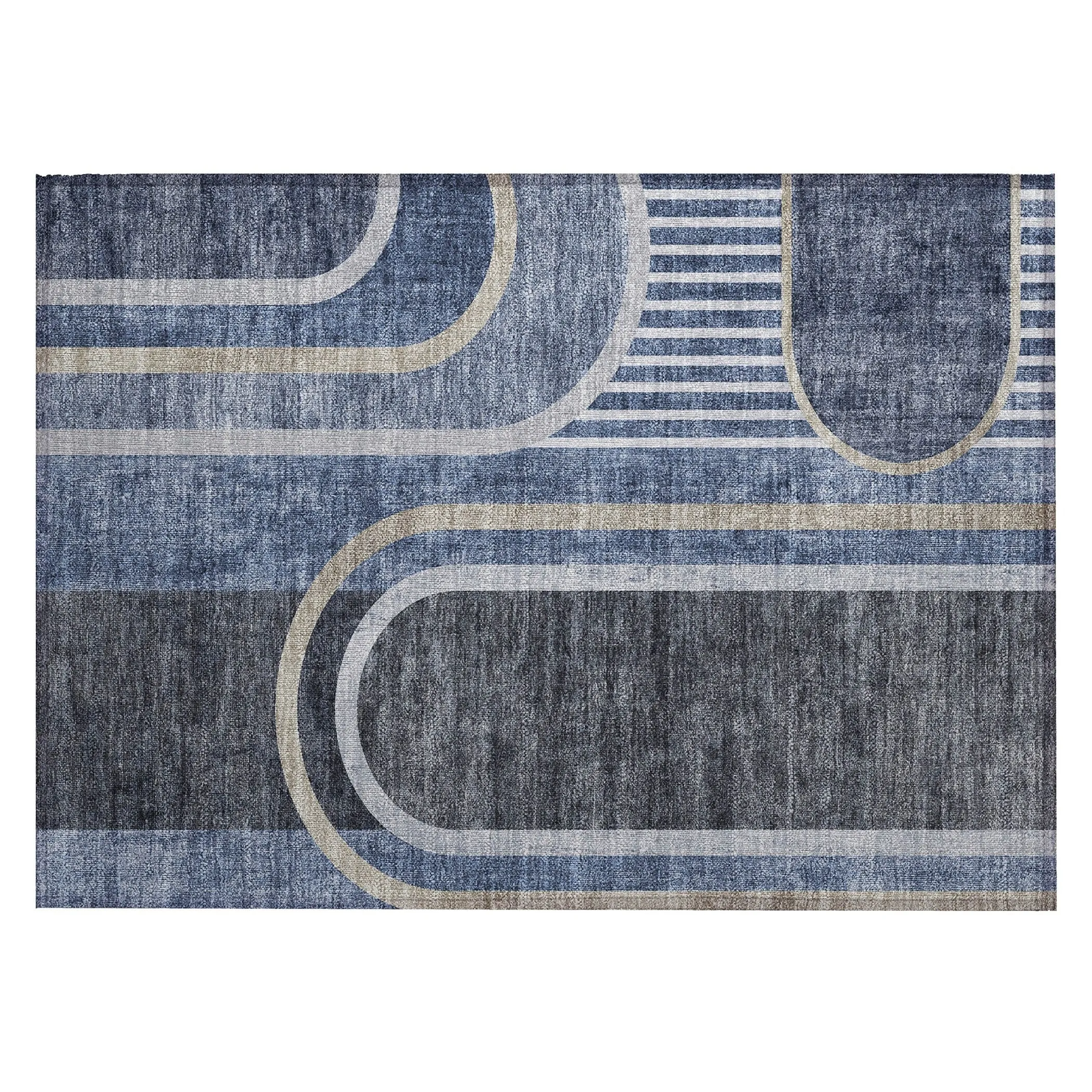 Machine Washable Indoor/ Outdoor Chantille Mid Century Modern Rug