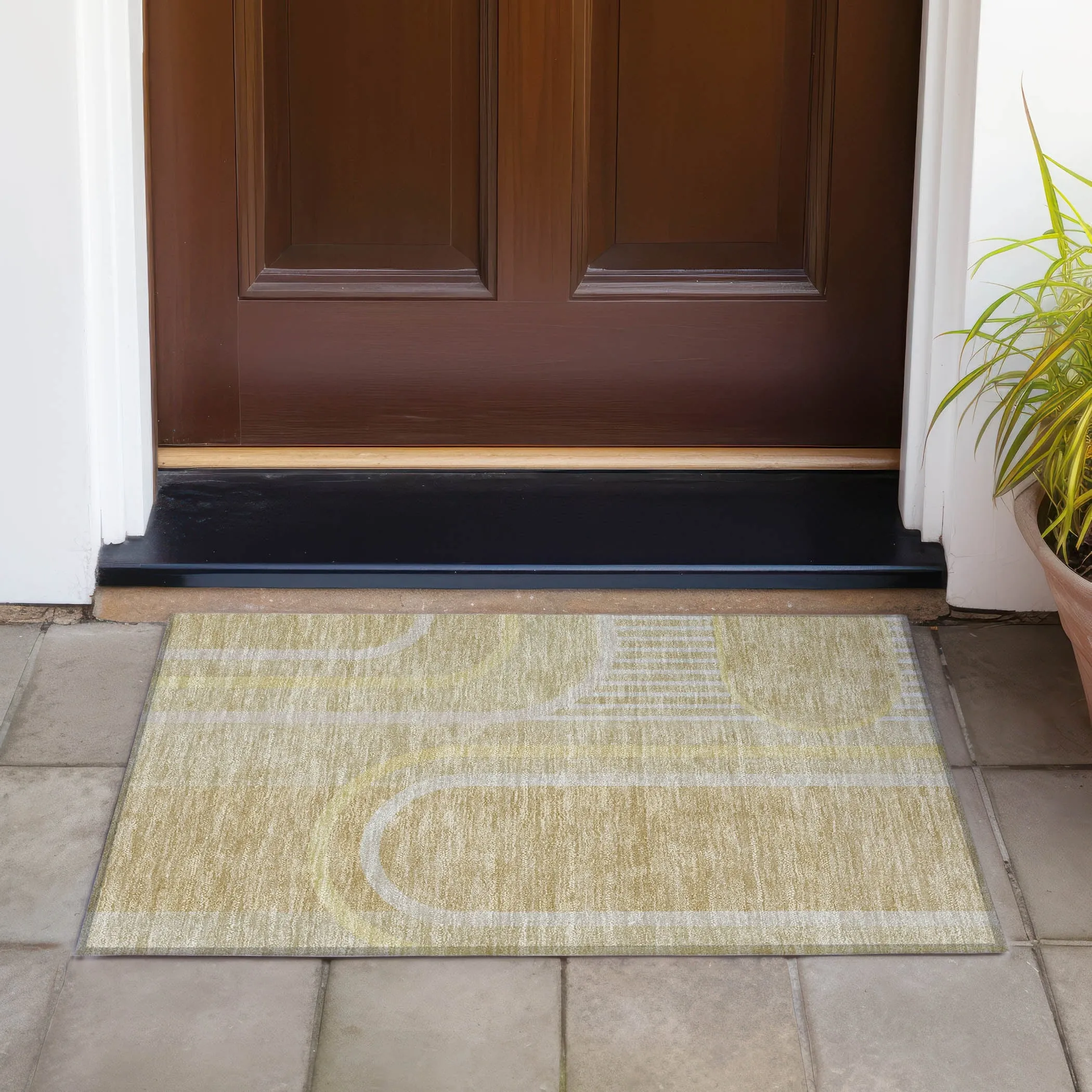 Machine Washable Indoor/ Outdoor Chantille Mid Century Modern Rug