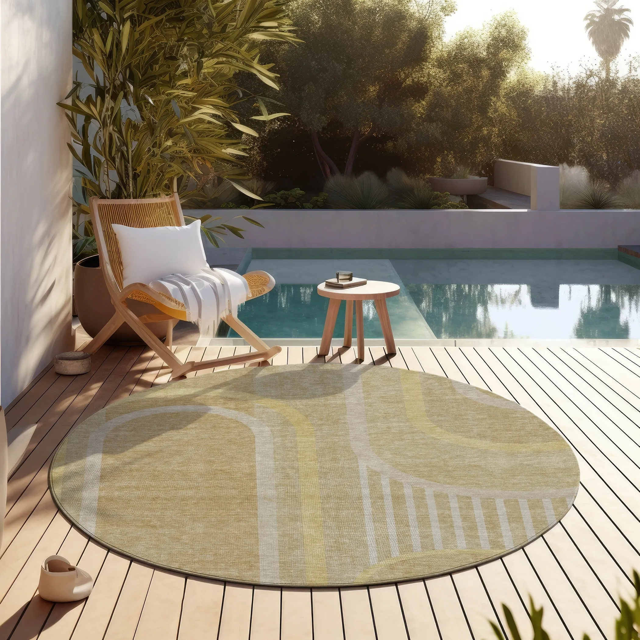 Machine Washable Indoor/ Outdoor Chantille Mid Century Modern Rug