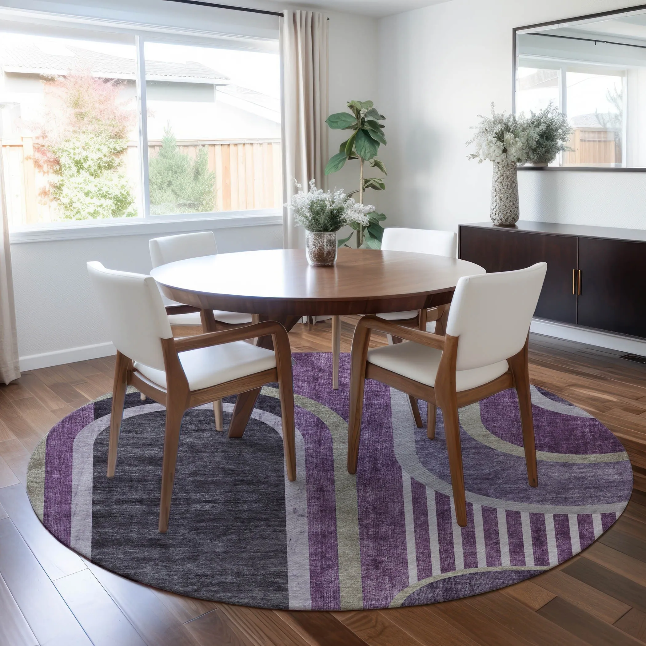 Machine Washable Indoor/ Outdoor Chantille Mid Century Modern Rug