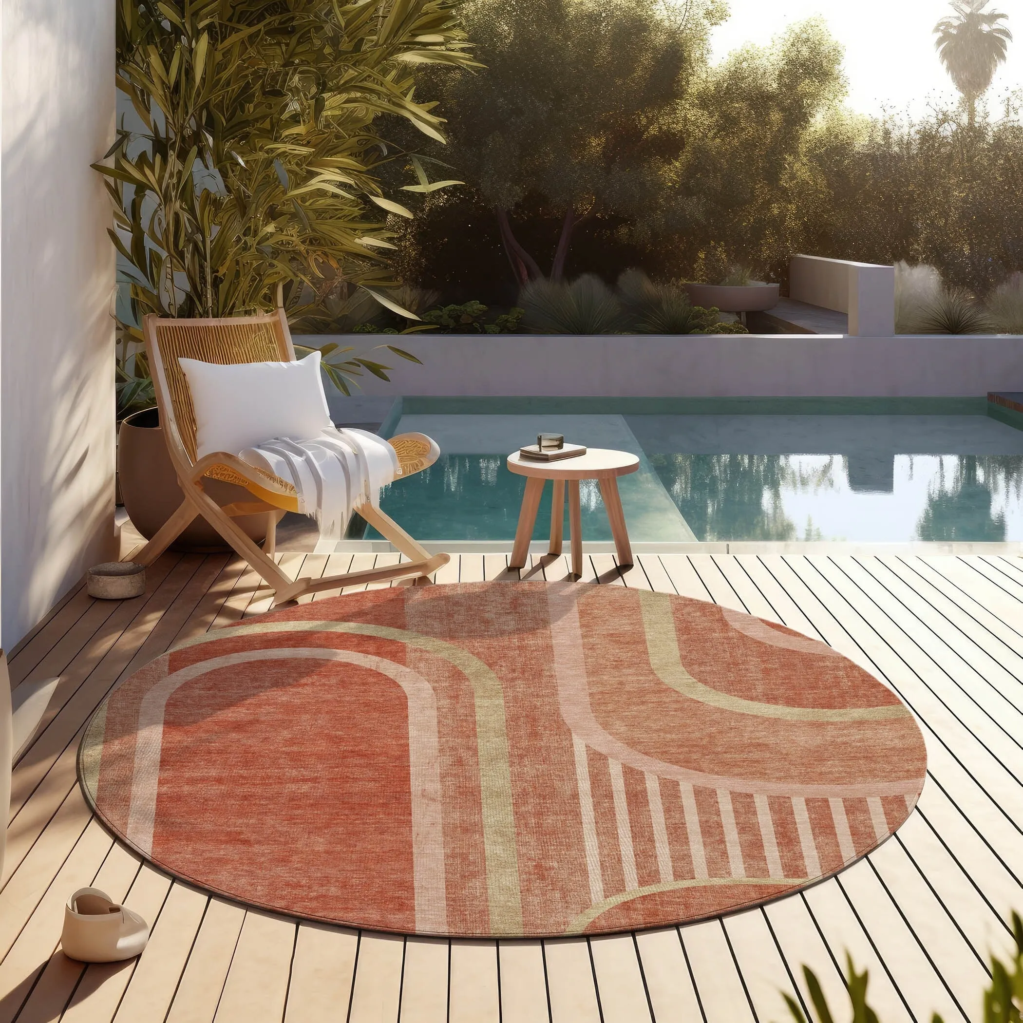 Machine Washable Indoor/ Outdoor Chantille Mid Century Modern Rug