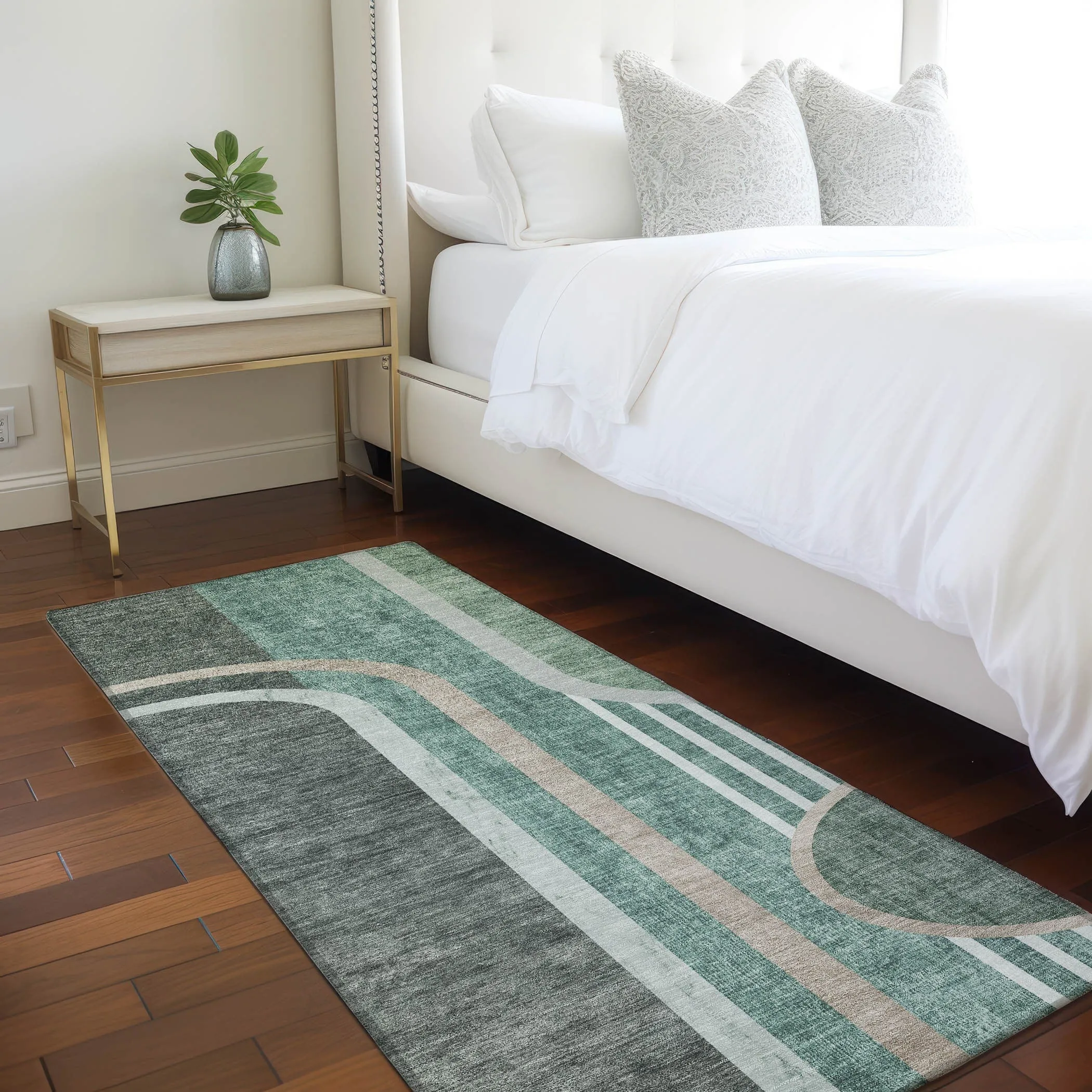 Machine Washable Indoor/ Outdoor Chantille Mid Century Modern Rug