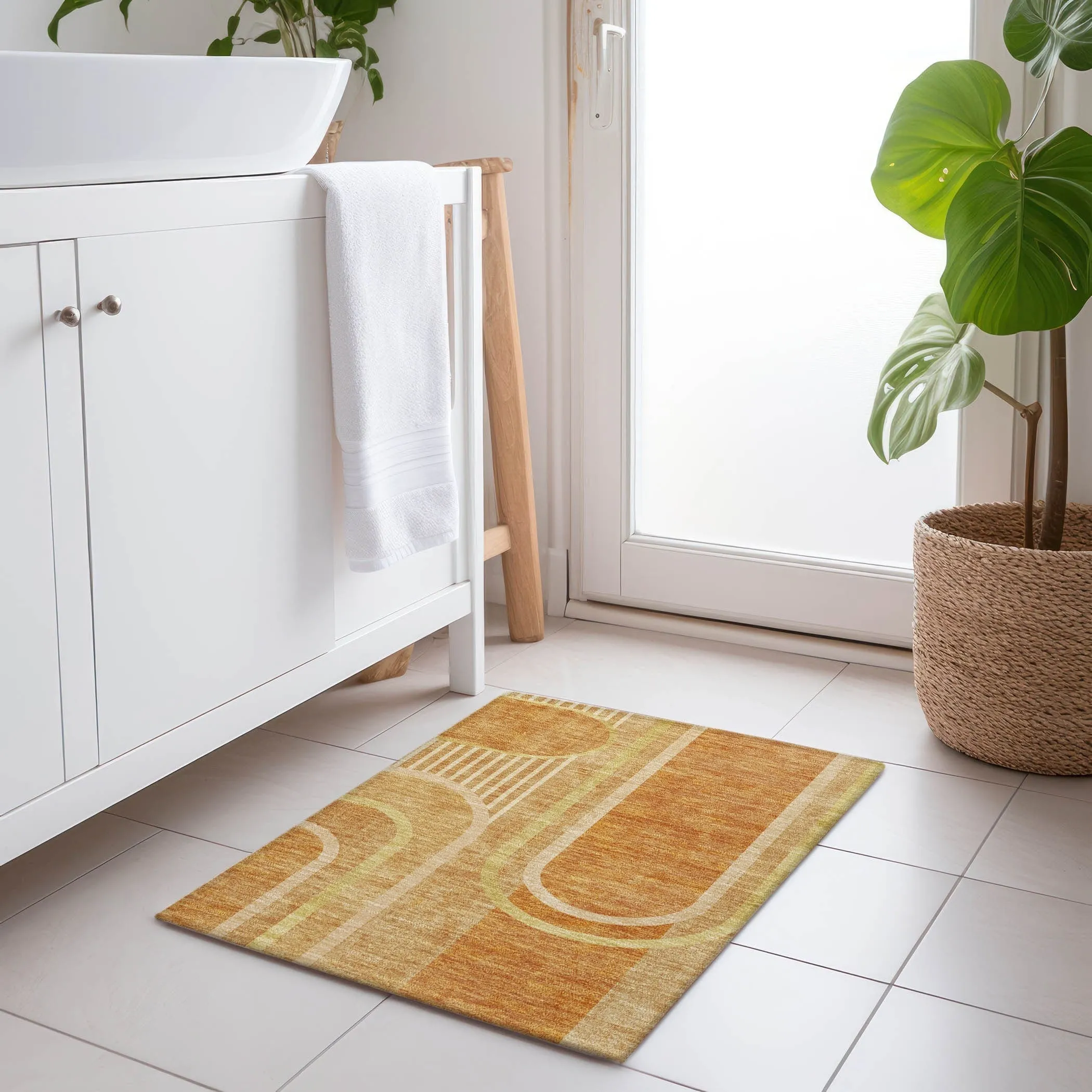 Machine Washable Indoor/ Outdoor Chantille Mid Century Modern Rug