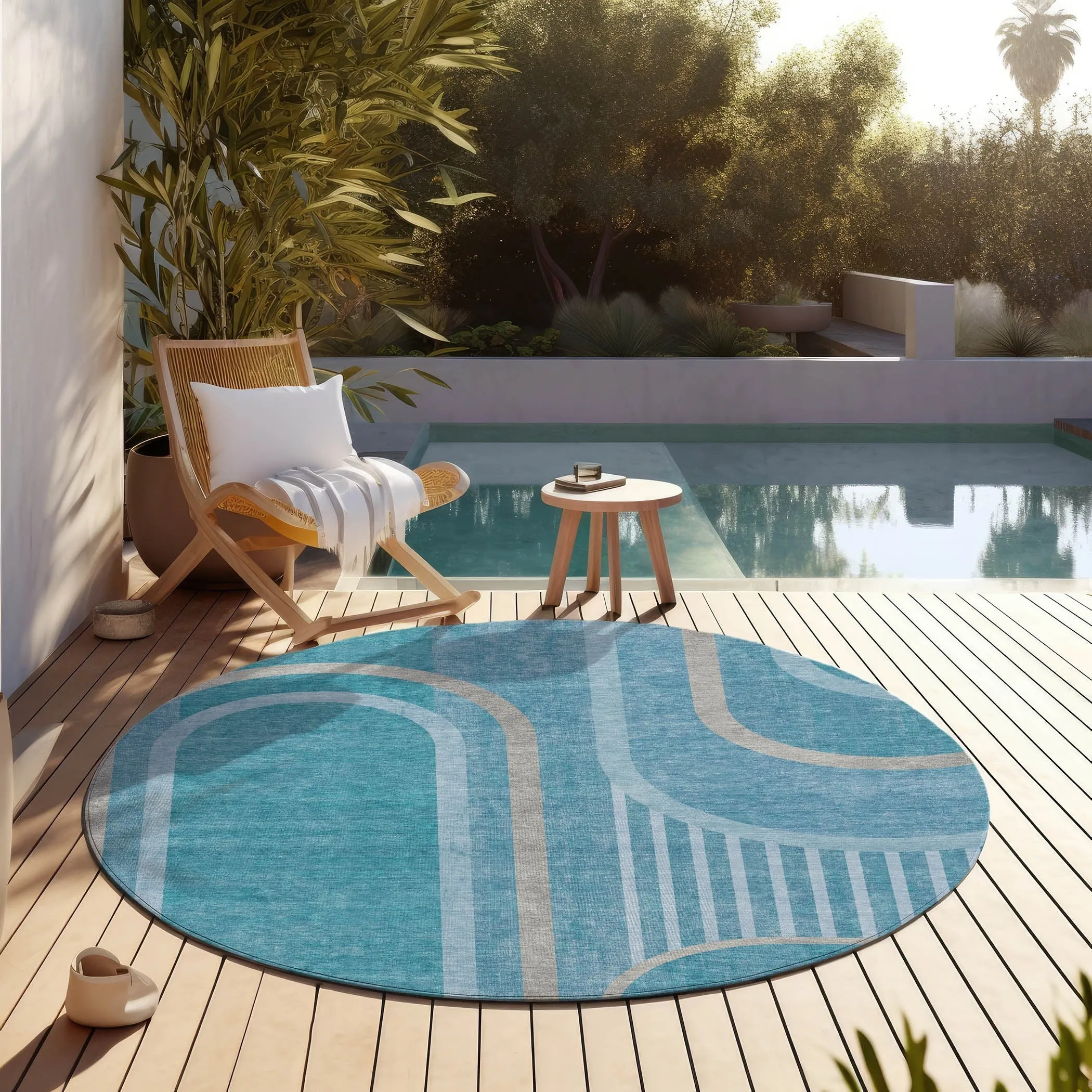 Machine Washable Indoor/ Outdoor Chantille Mid Century Modern Rug