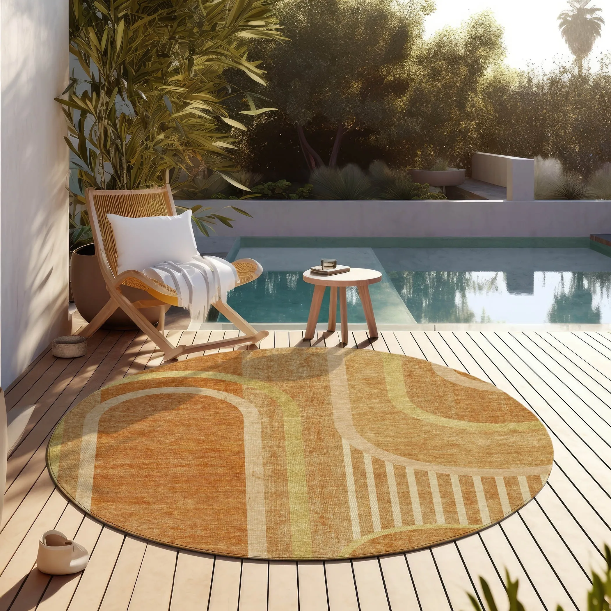 Machine Washable Indoor/ Outdoor Chantille Mid Century Modern Rug