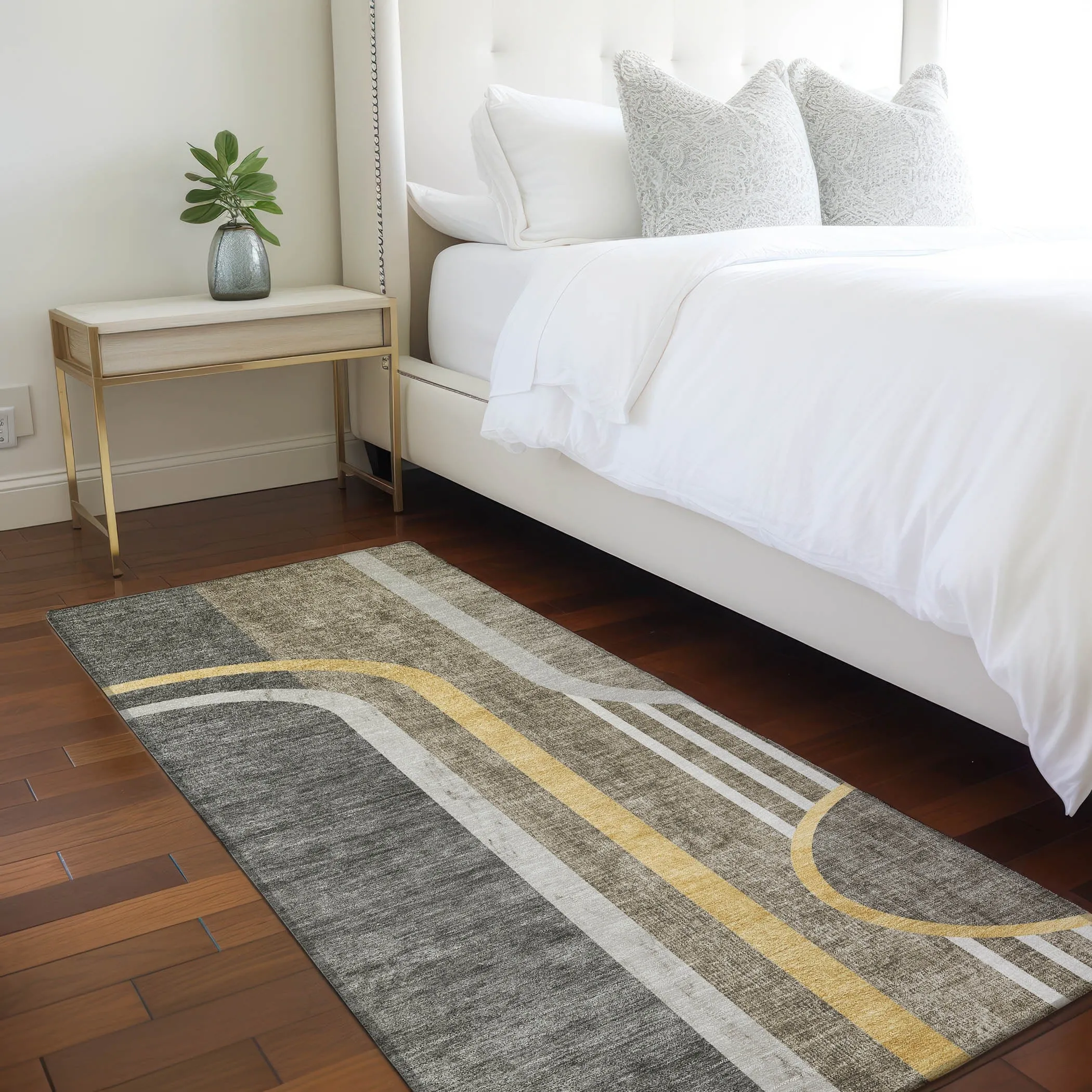 Machine Washable Indoor/ Outdoor Chantille Mid Century Modern Rug