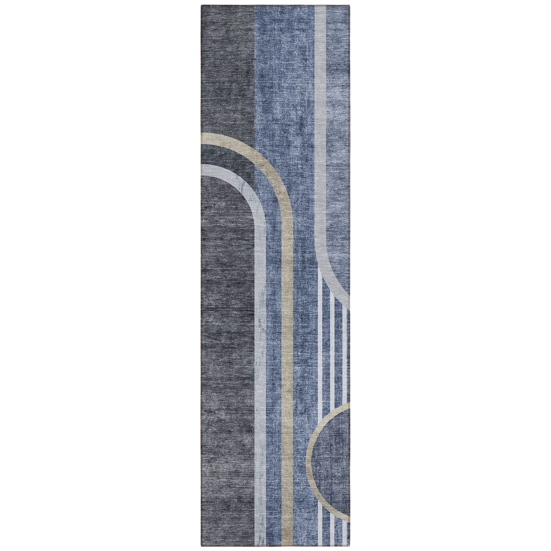 Machine Washable Indoor/ Outdoor Chantille Mid Century Modern Rug