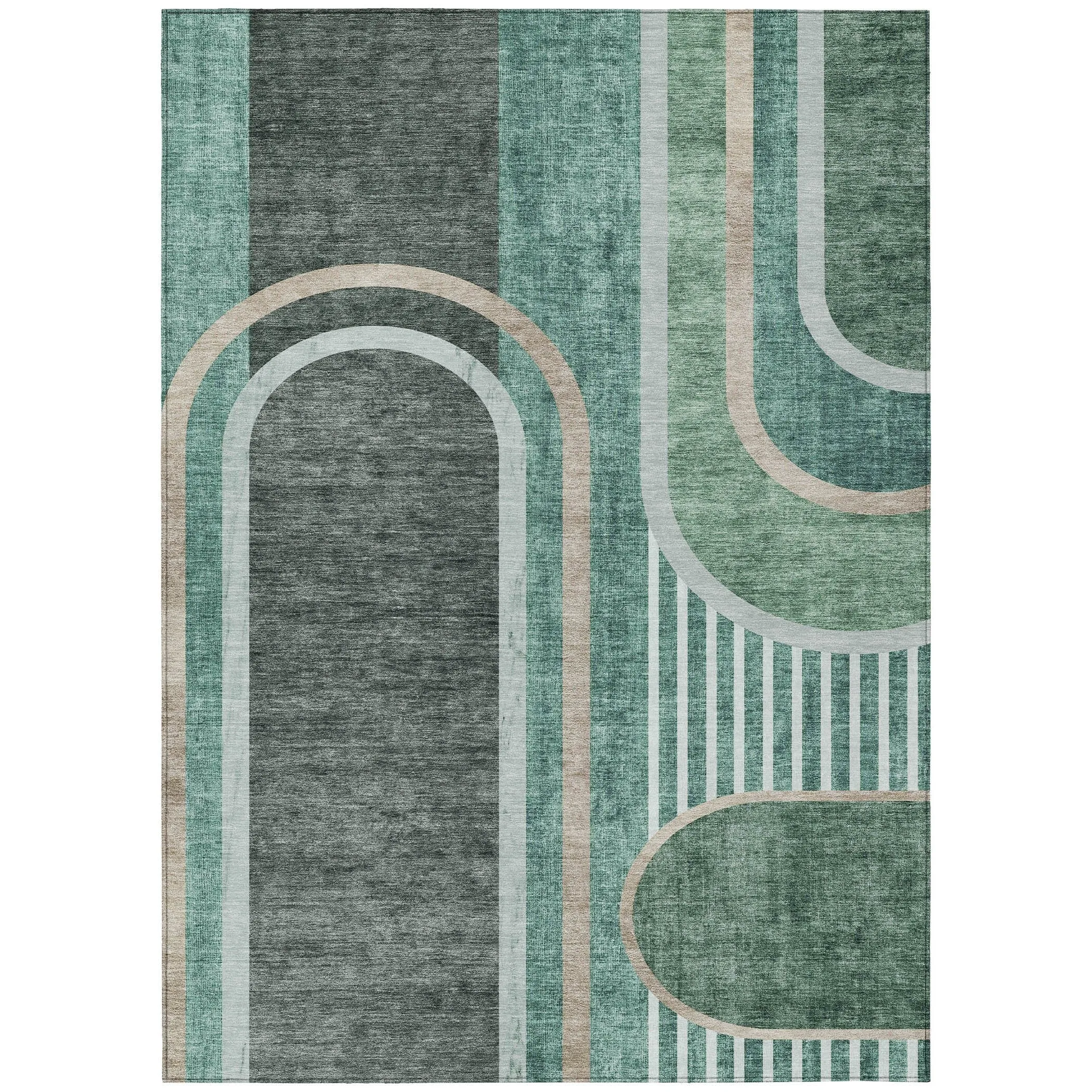 Machine Washable Indoor/ Outdoor Chantille Mid Century Modern Rug
