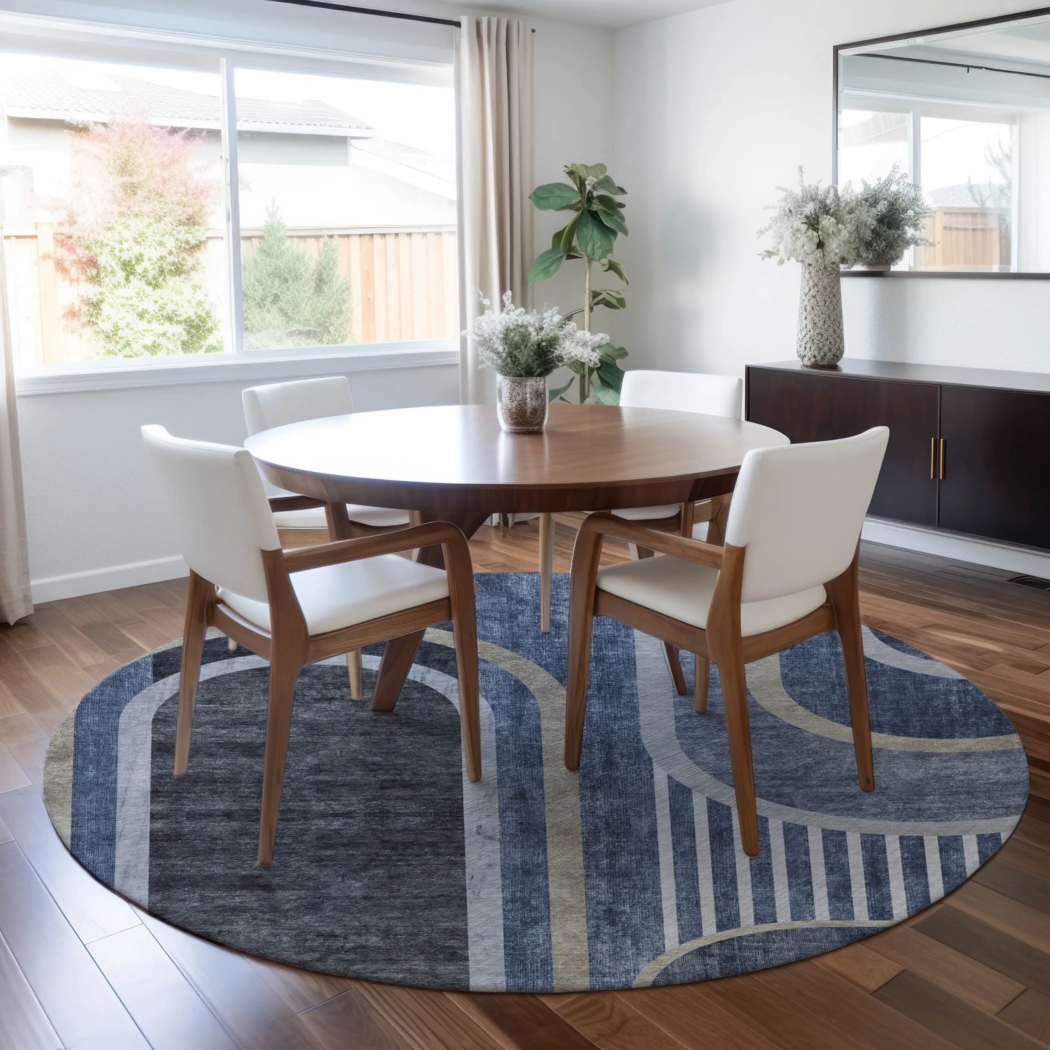 Machine Washable Indoor/ Outdoor Chantille Mid Century Modern Rug