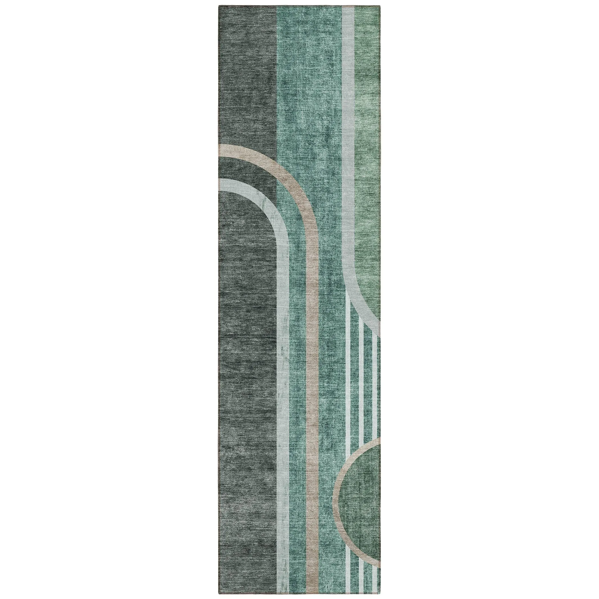 Machine Washable Indoor/ Outdoor Chantille Mid Century Modern Rug