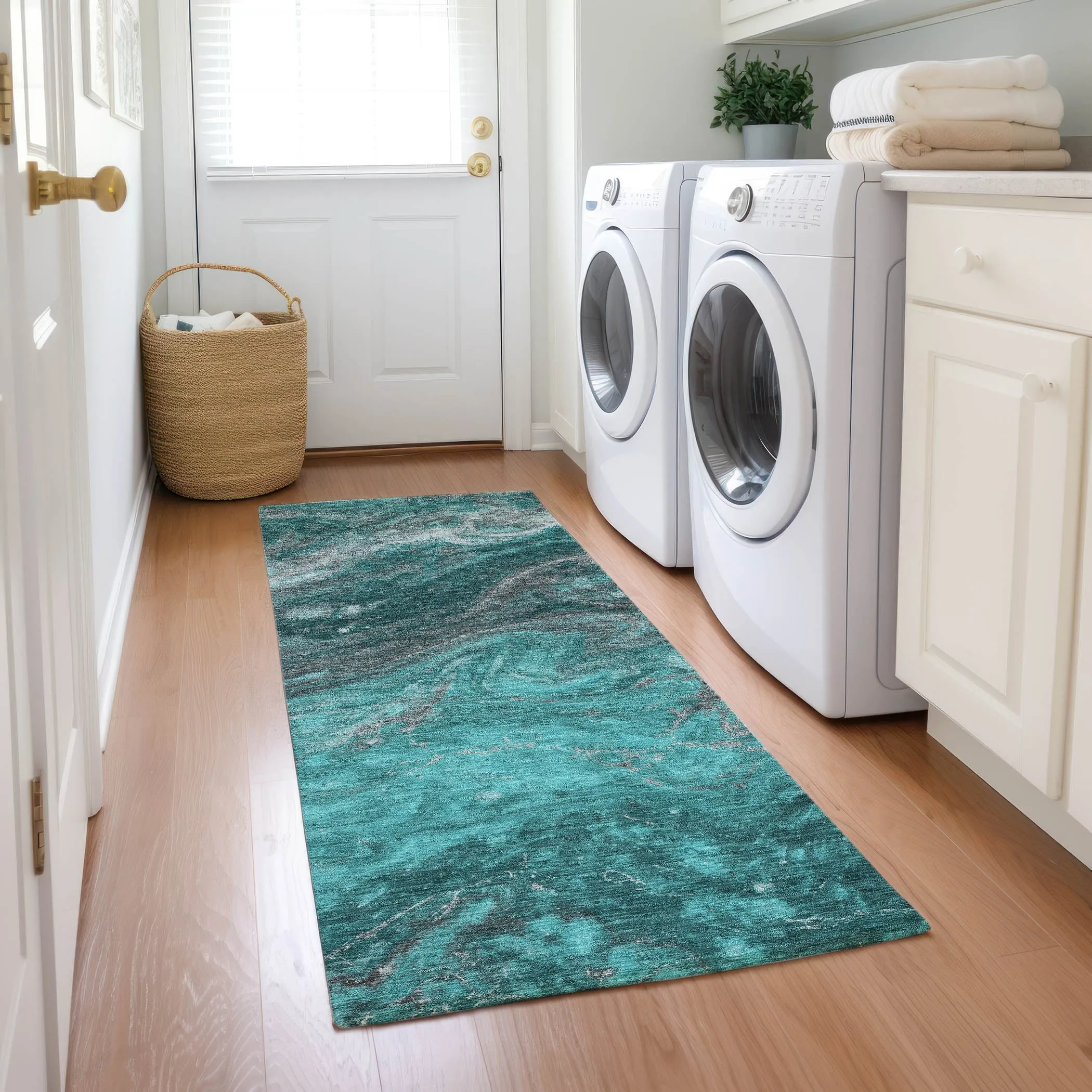 Machine Washable Indoor/ Outdoor Chantille Modern Abstract Rug