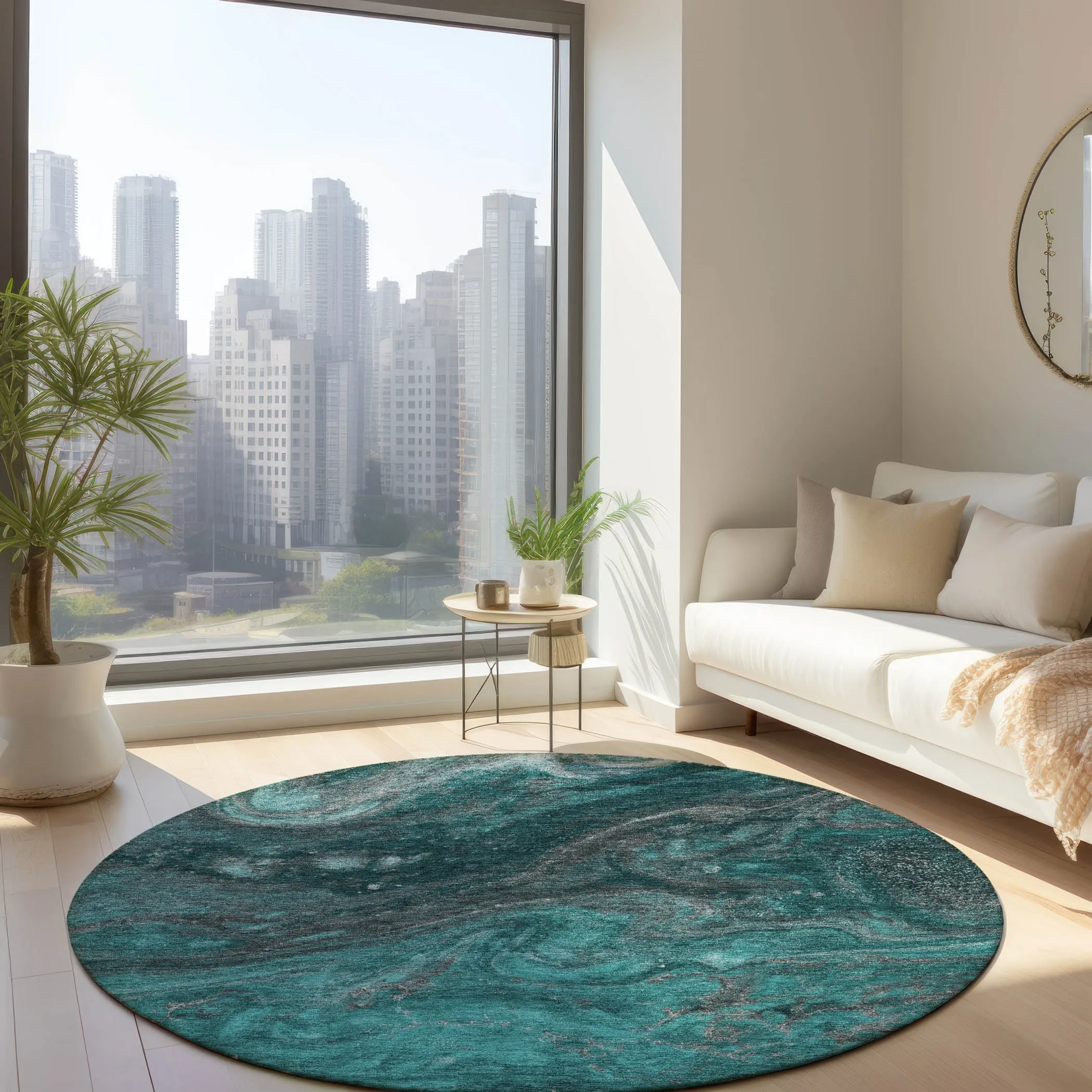Machine Washable Indoor/ Outdoor Chantille Modern Abstract Rug