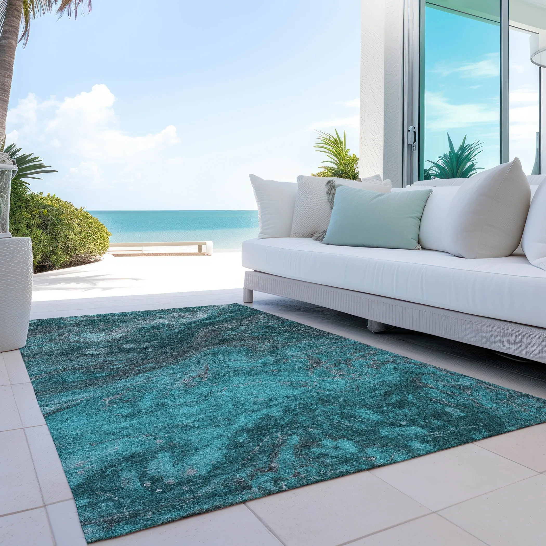 Machine Washable Indoor/ Outdoor Chantille Modern Abstract Rug