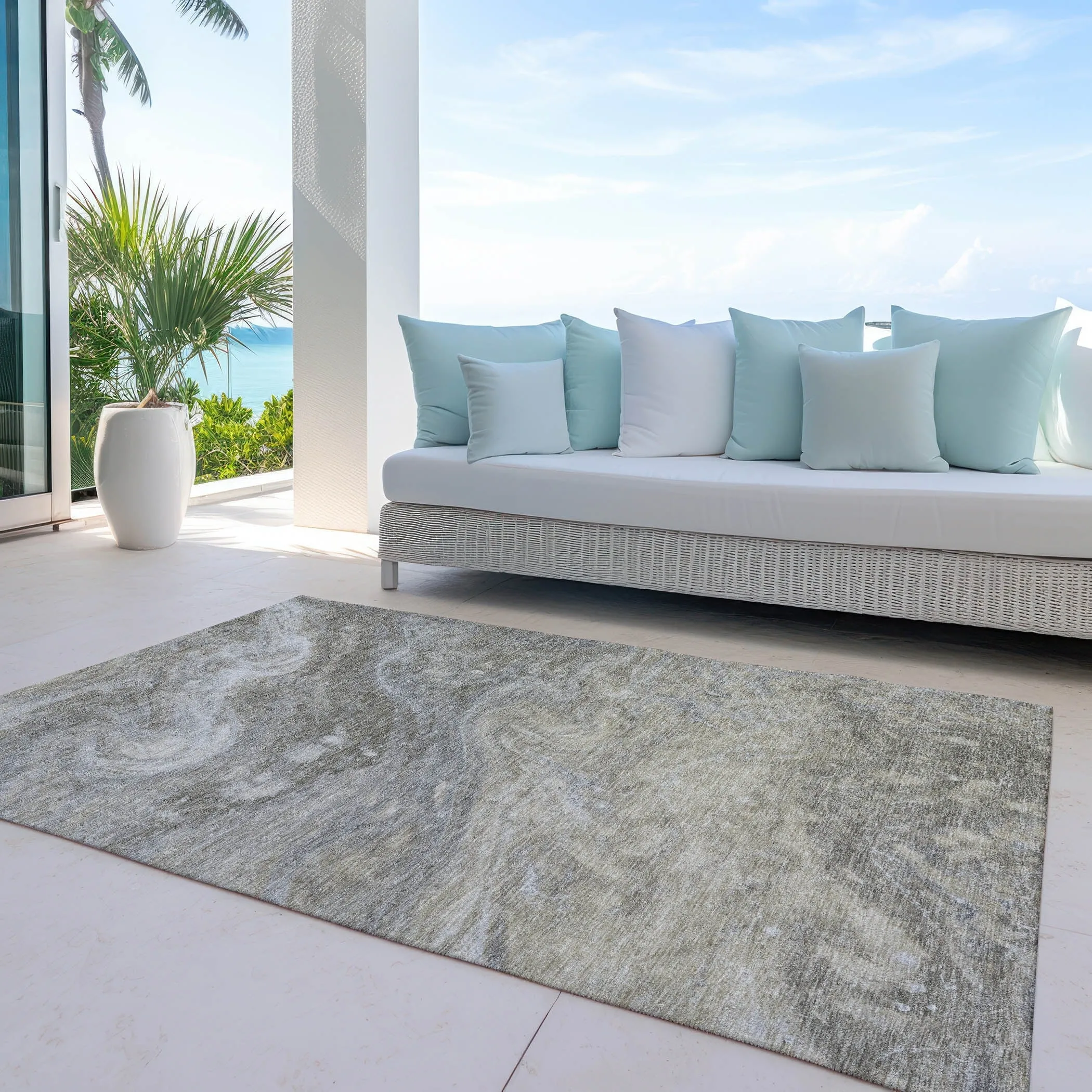 Machine Washable Indoor/ Outdoor Chantille Modern Abstract Rug
