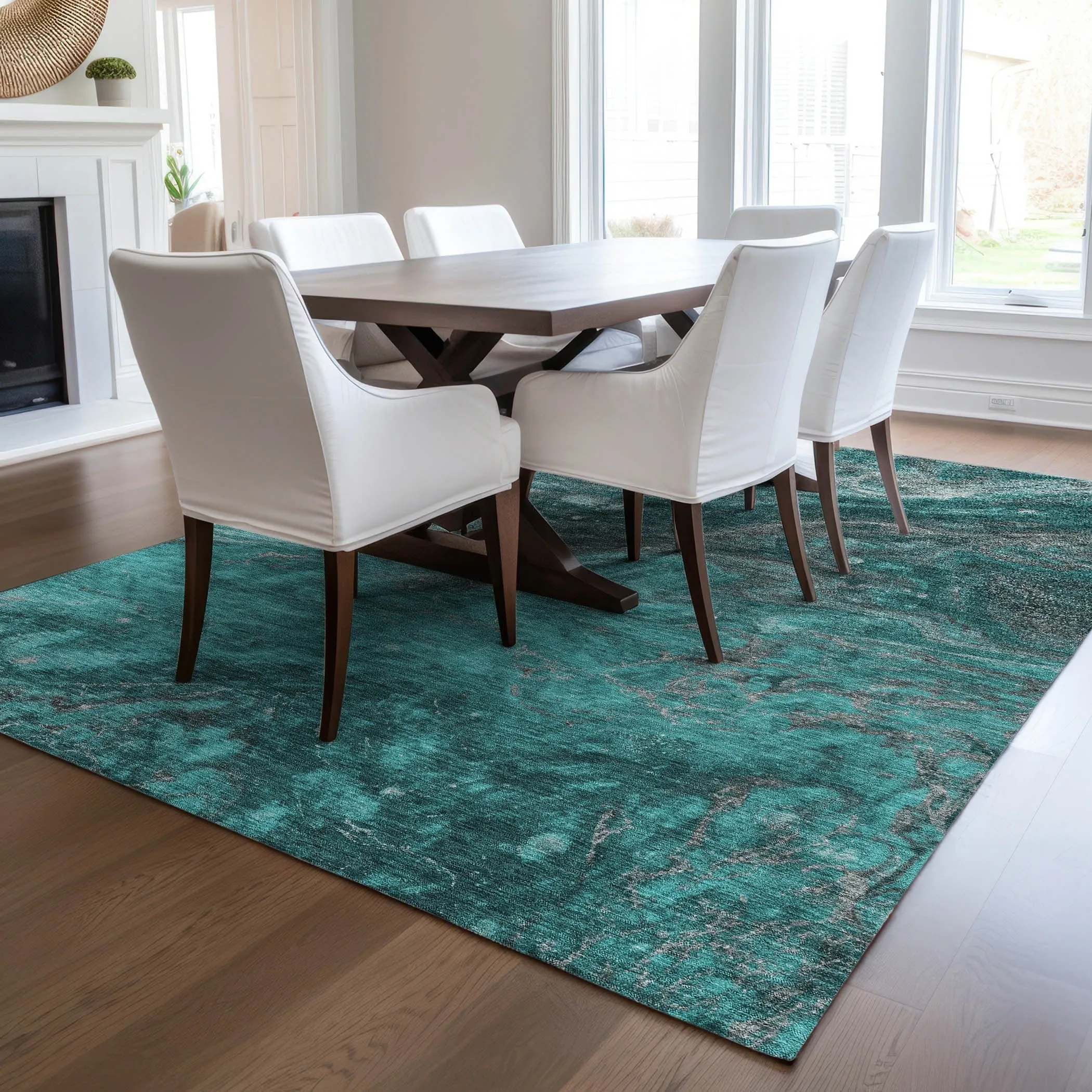 Machine Washable Indoor/ Outdoor Chantille Modern Abstract Rug