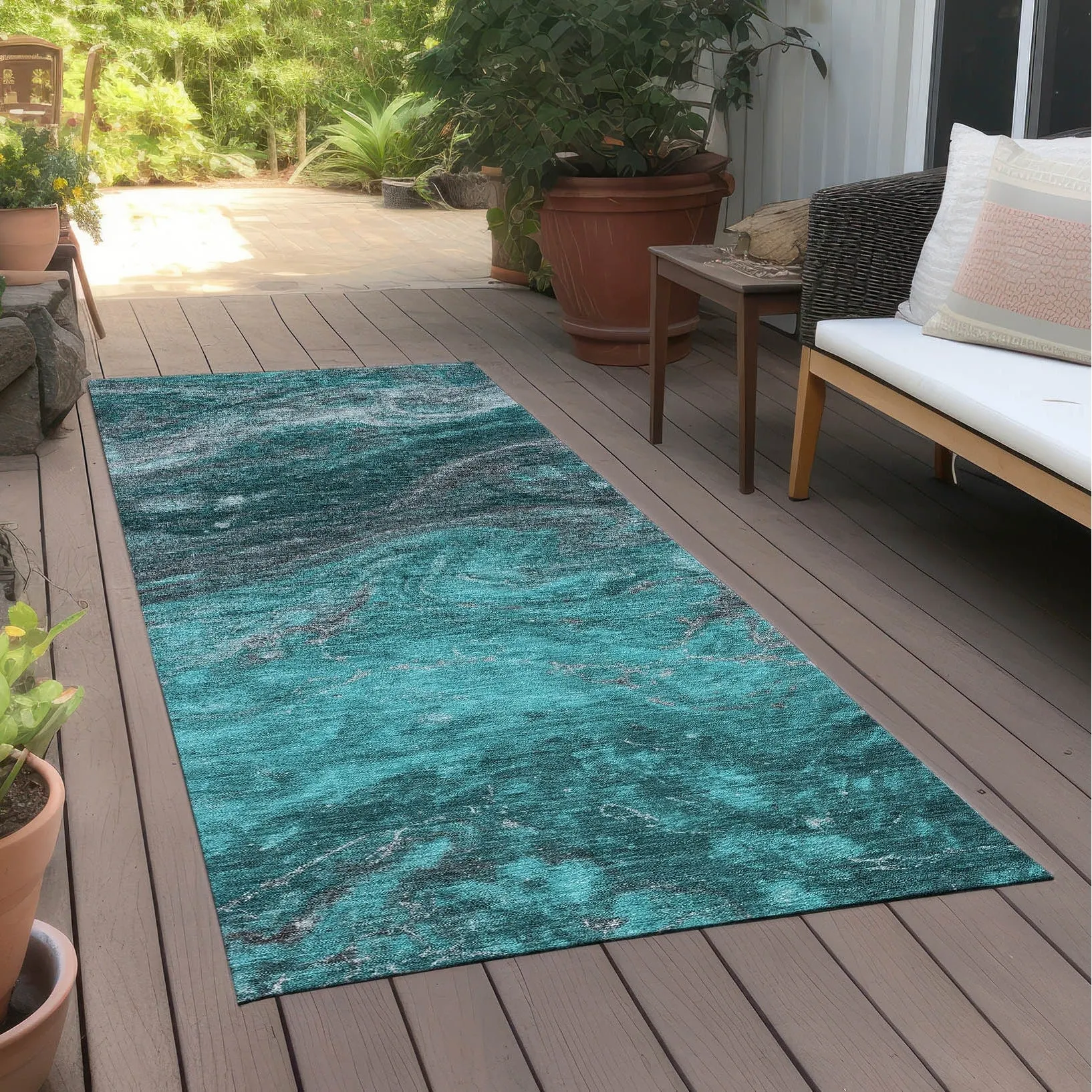 Machine Washable Indoor/ Outdoor Chantille Modern Abstract Rug