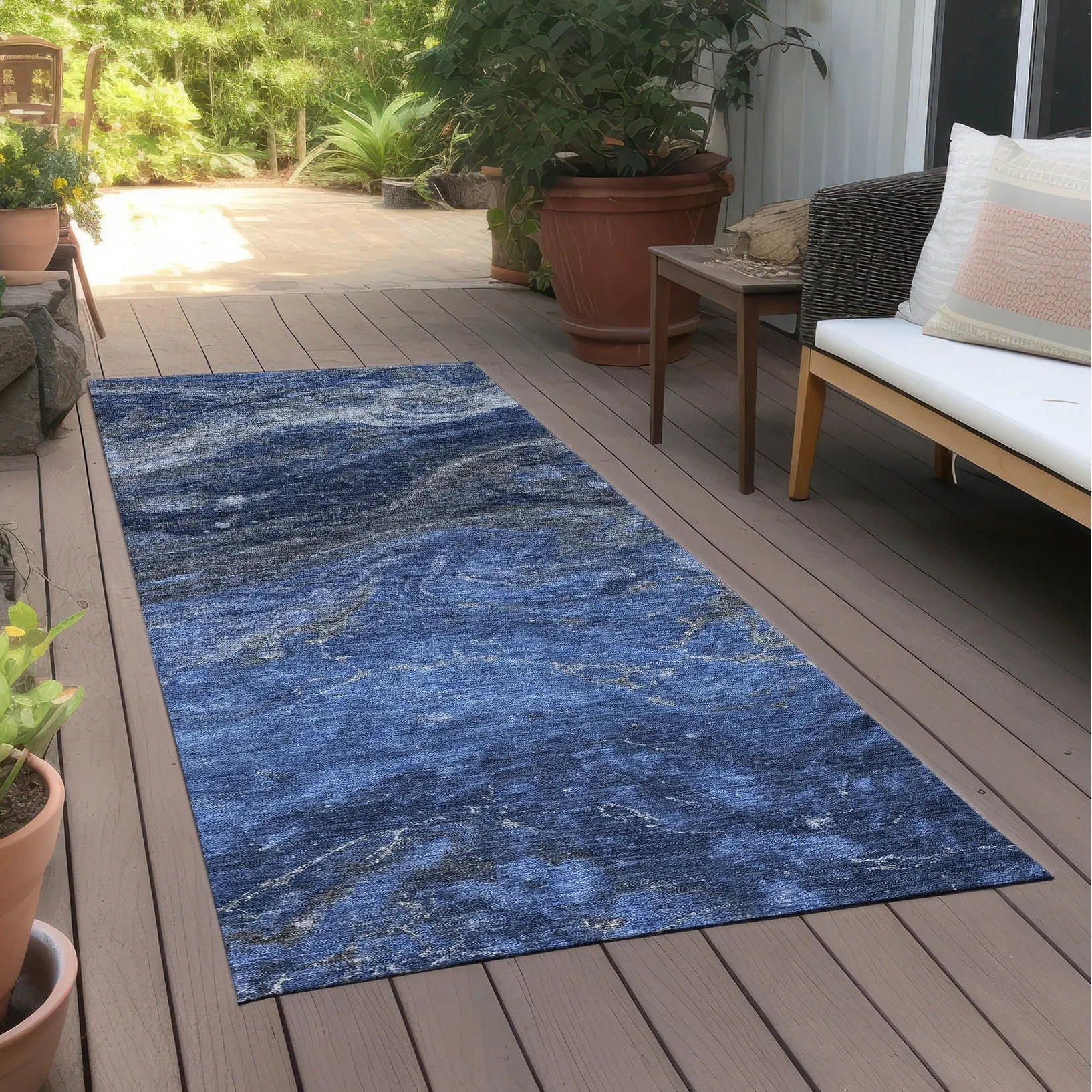 Machine Washable Indoor/ Outdoor Chantille Modern Abstract Rug