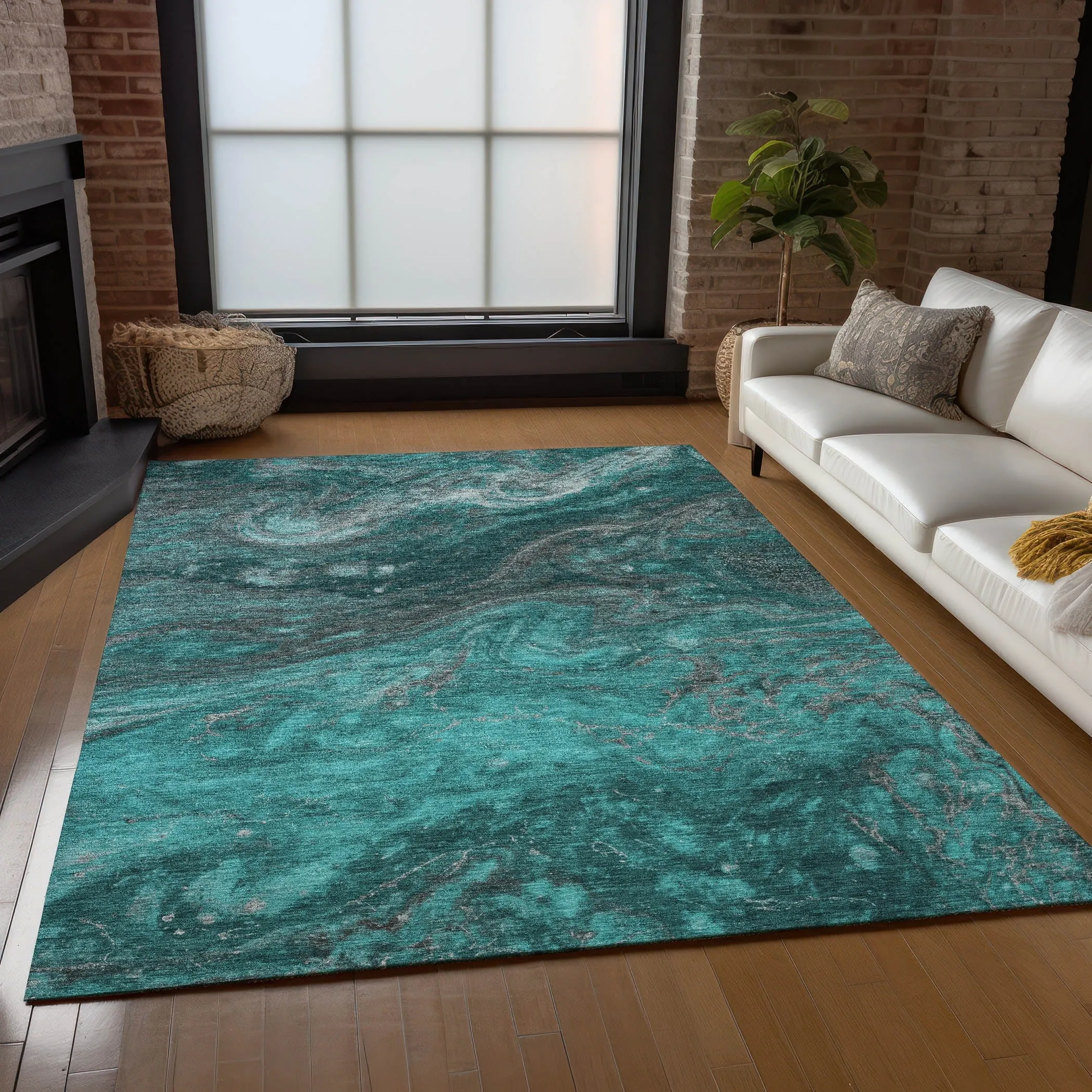 Machine Washable Indoor/ Outdoor Chantille Modern Abstract Rug