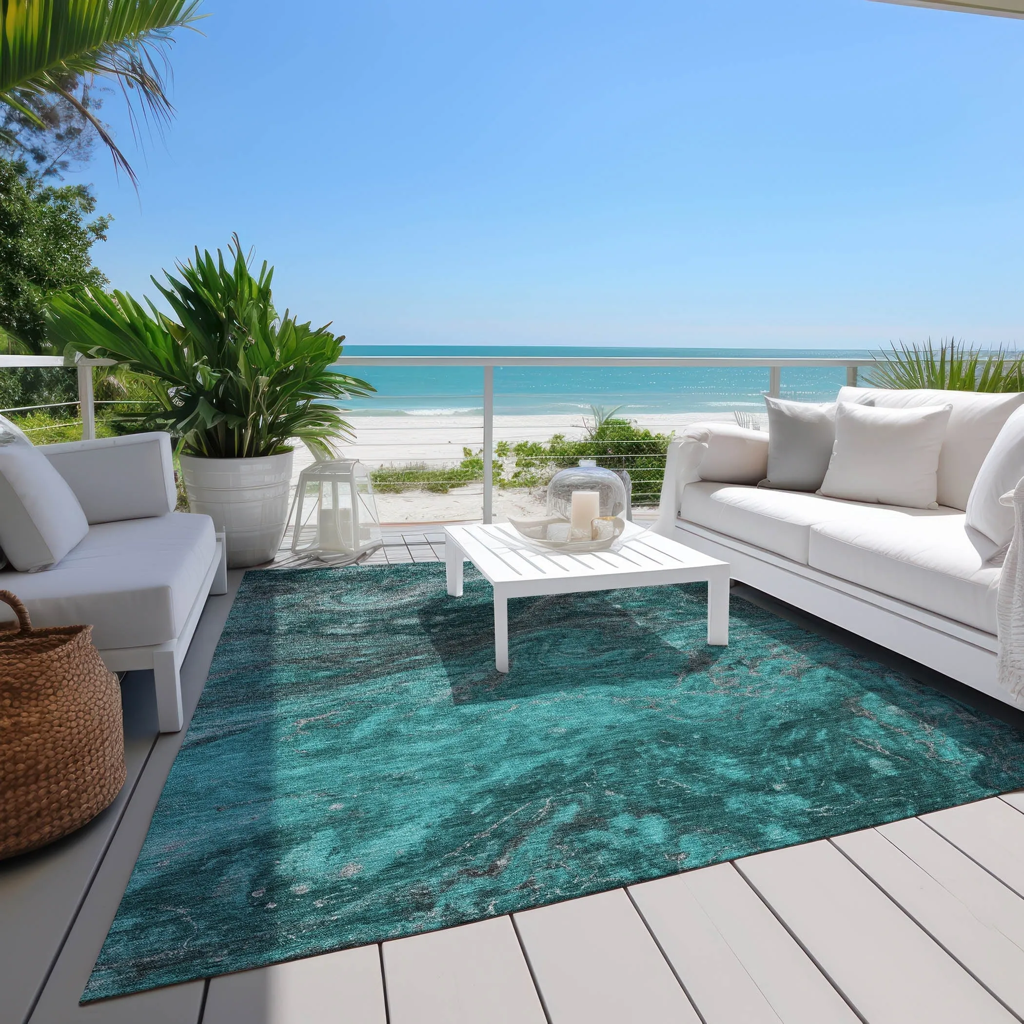 Machine Washable Indoor/ Outdoor Chantille Modern Abstract Rug