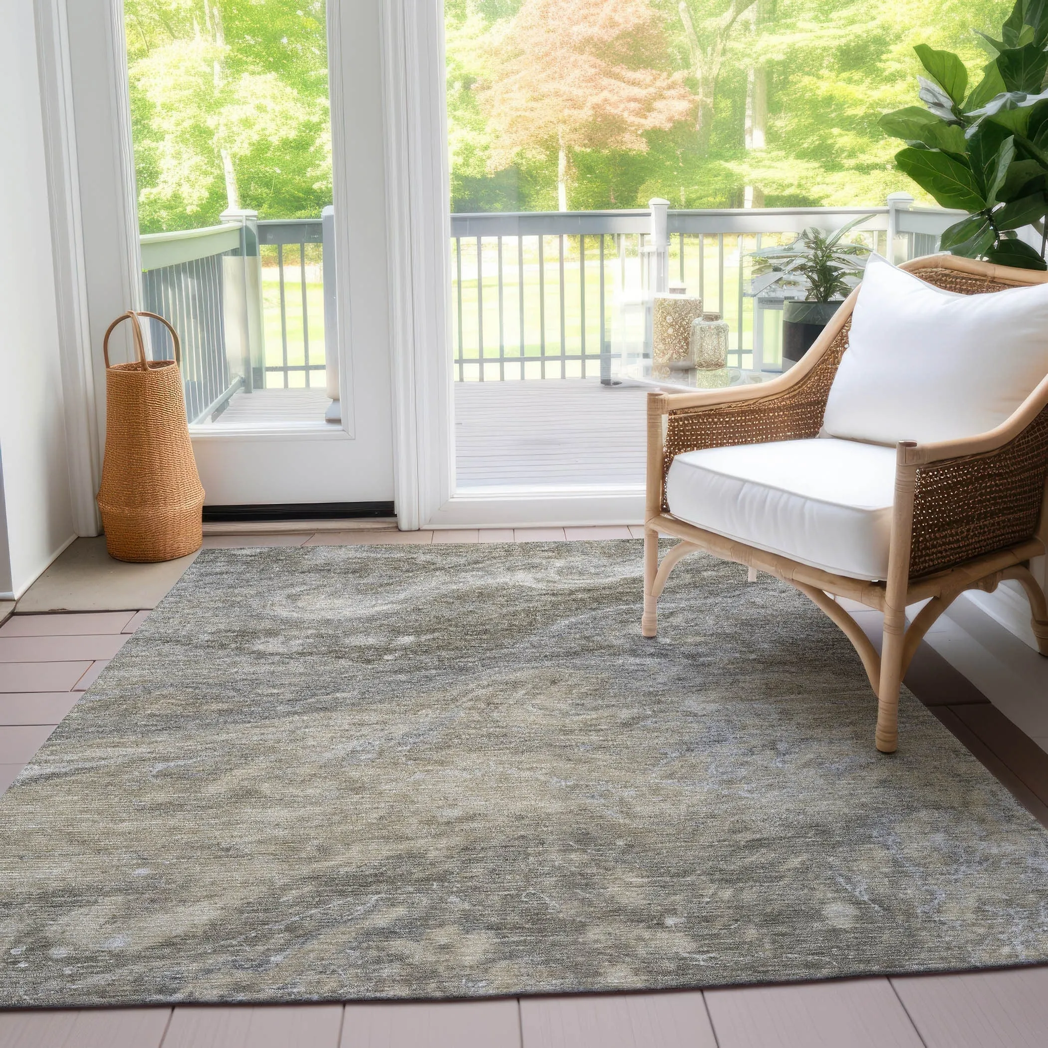 Machine Washable Indoor/ Outdoor Chantille Modern Abstract Rug