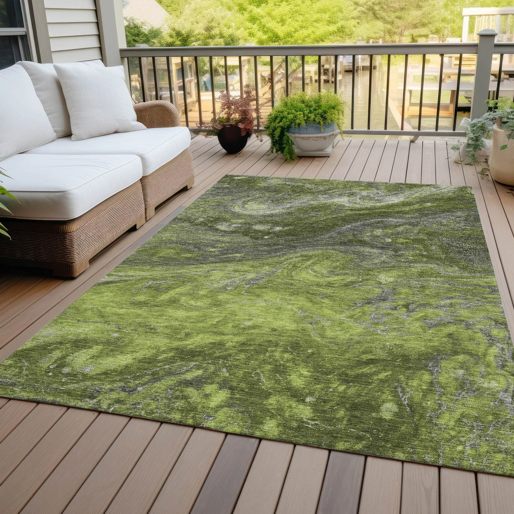 Machine Washable Indoor/ Outdoor Chantille Modern Abstract Rug