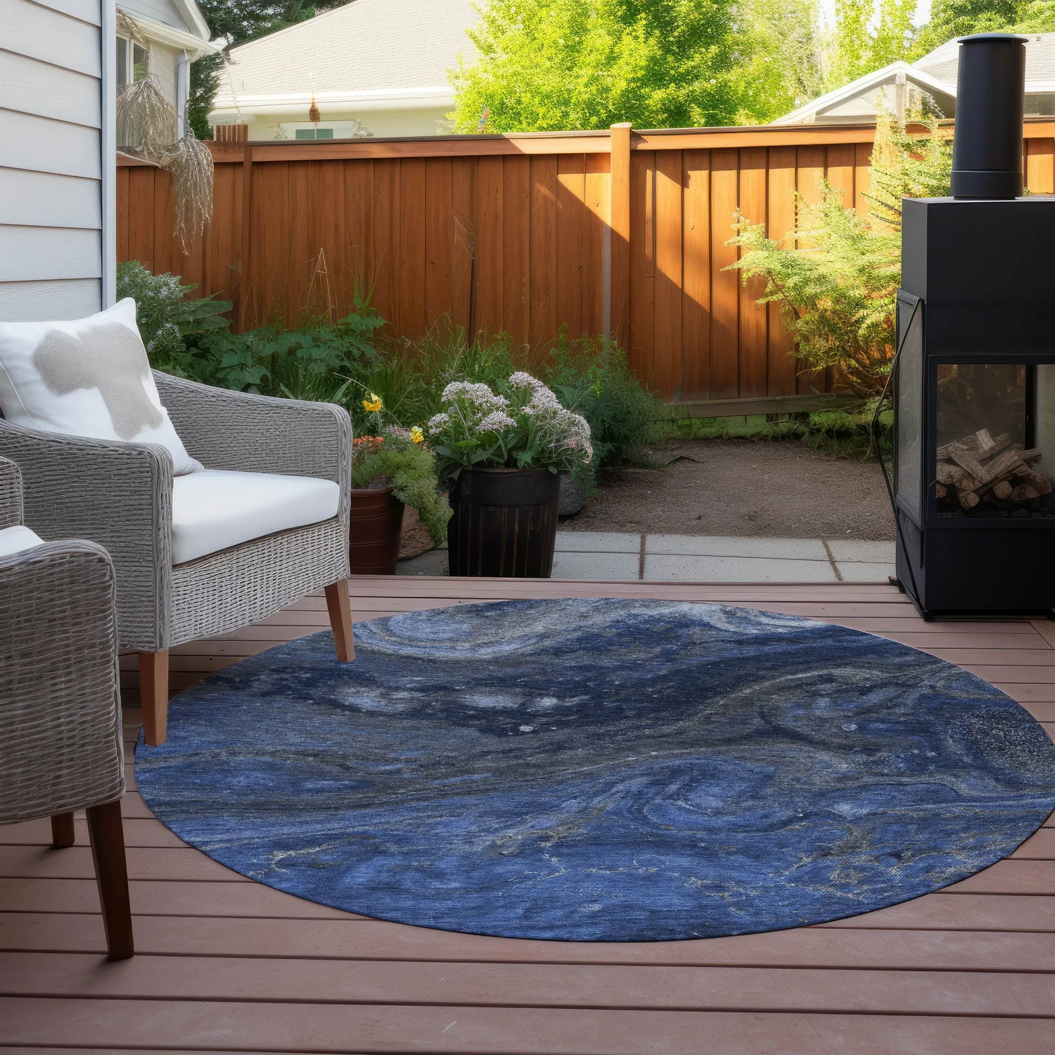 Machine Washable Indoor/ Outdoor Chantille Modern Abstract Rug