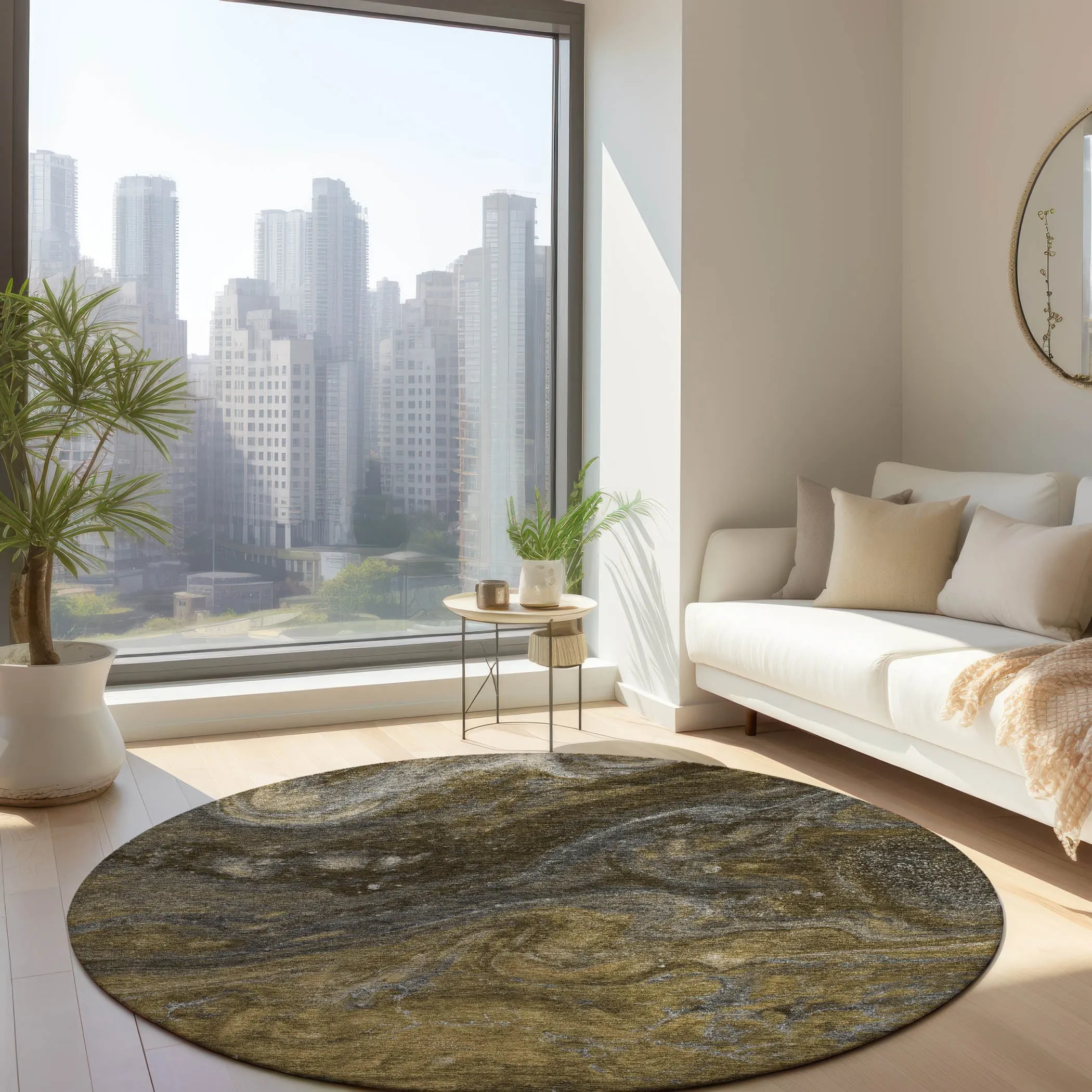 Machine Washable Indoor/ Outdoor Chantille Modern Abstract Rug