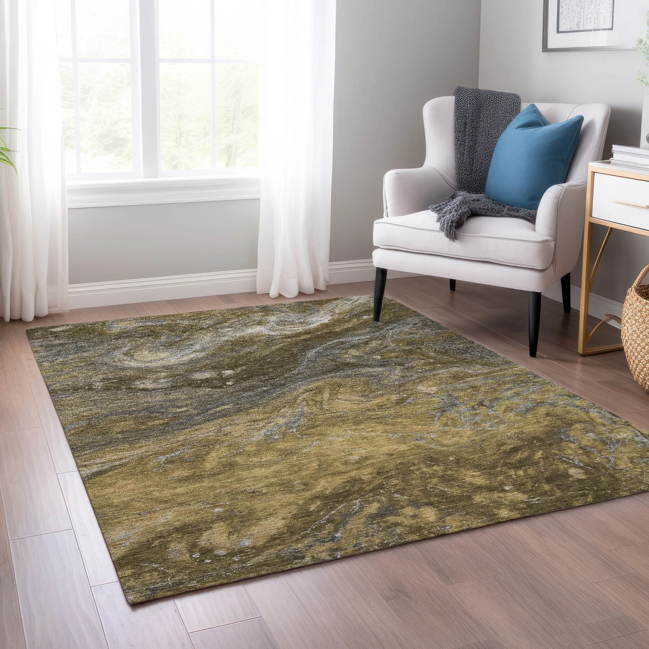 Machine Washable Indoor/ Outdoor Chantille Modern Abstract Rug