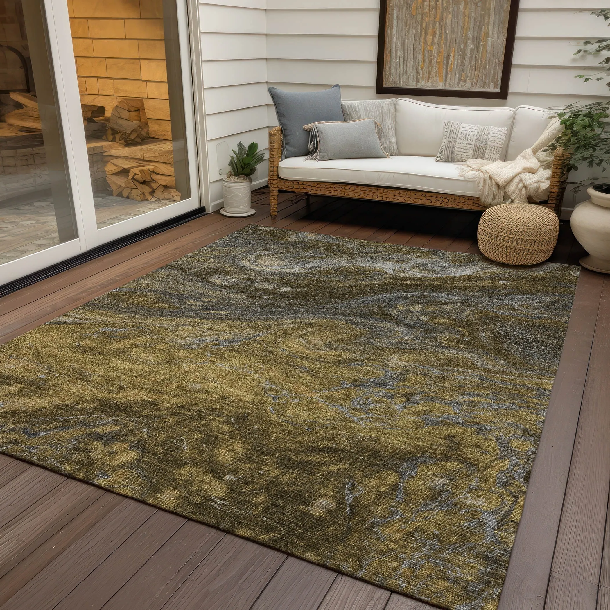 Machine Washable Indoor/ Outdoor Chantille Modern Abstract Rug