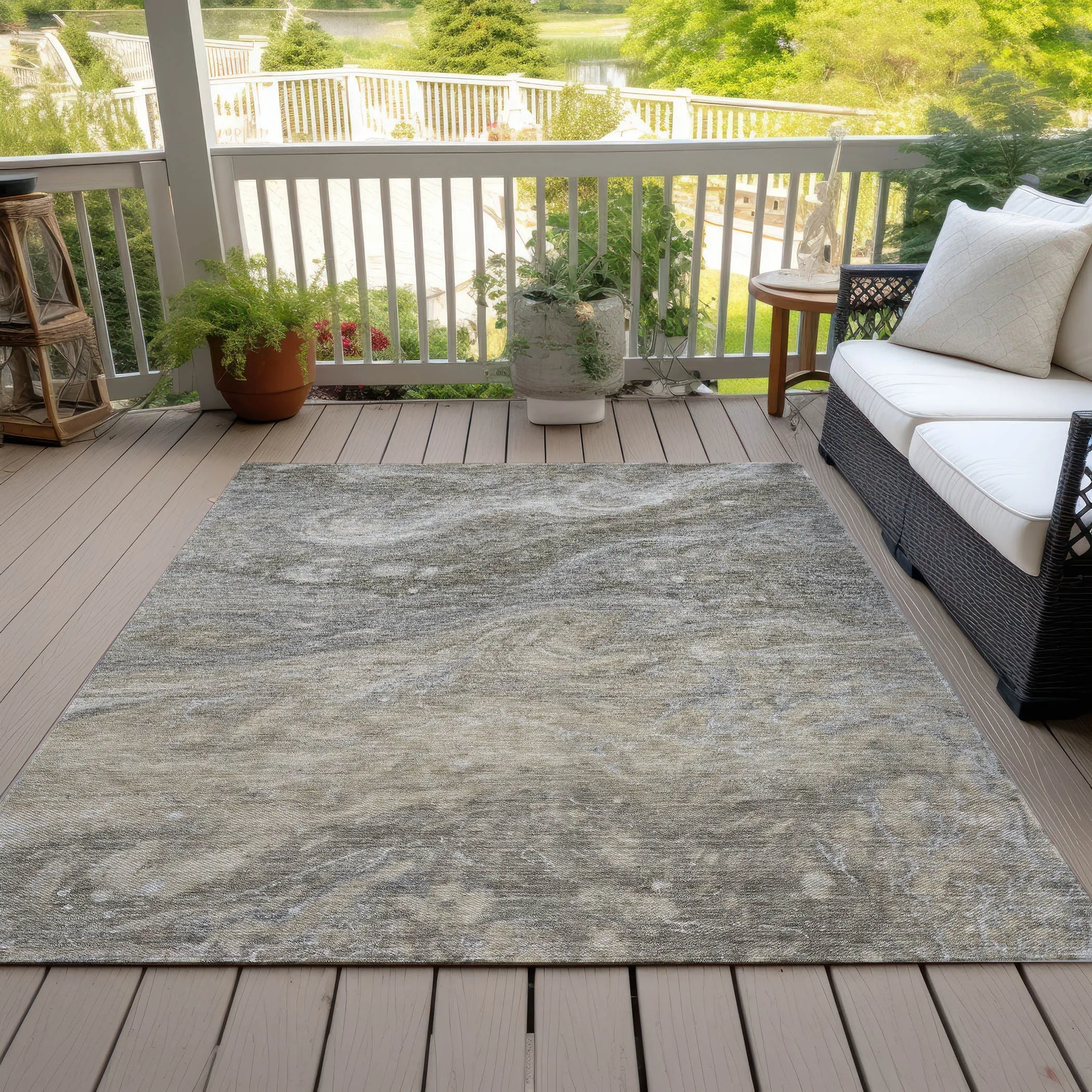 Machine Washable Indoor/ Outdoor Chantille Modern Abstract Rug