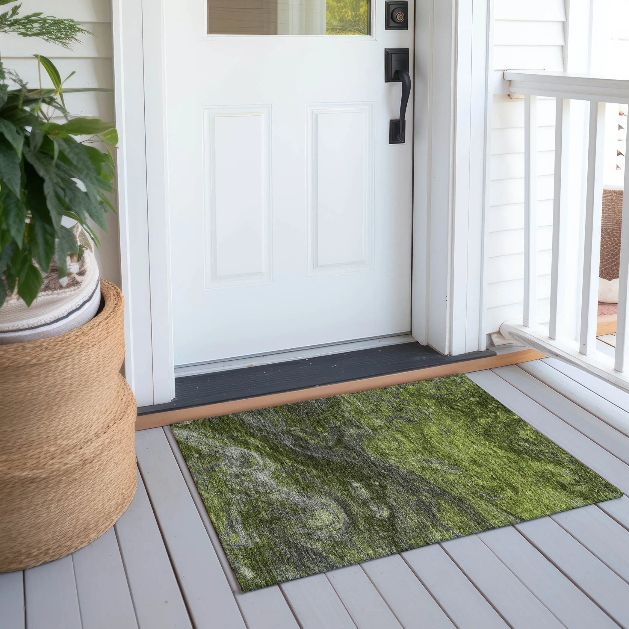 Machine Washable Indoor/ Outdoor Chantille Modern Abstract Rug