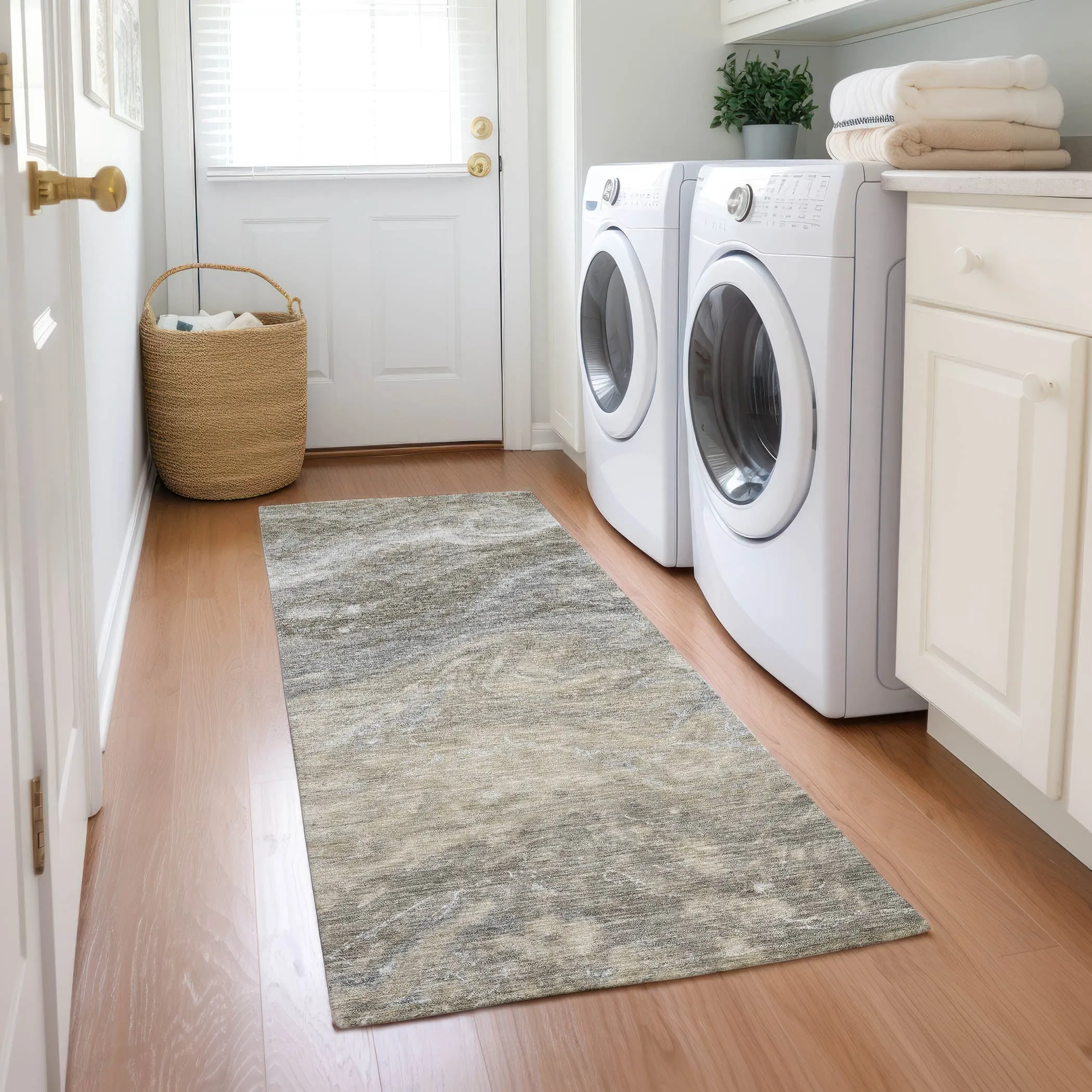 Machine Washable Indoor/ Outdoor Chantille Modern Abstract Rug