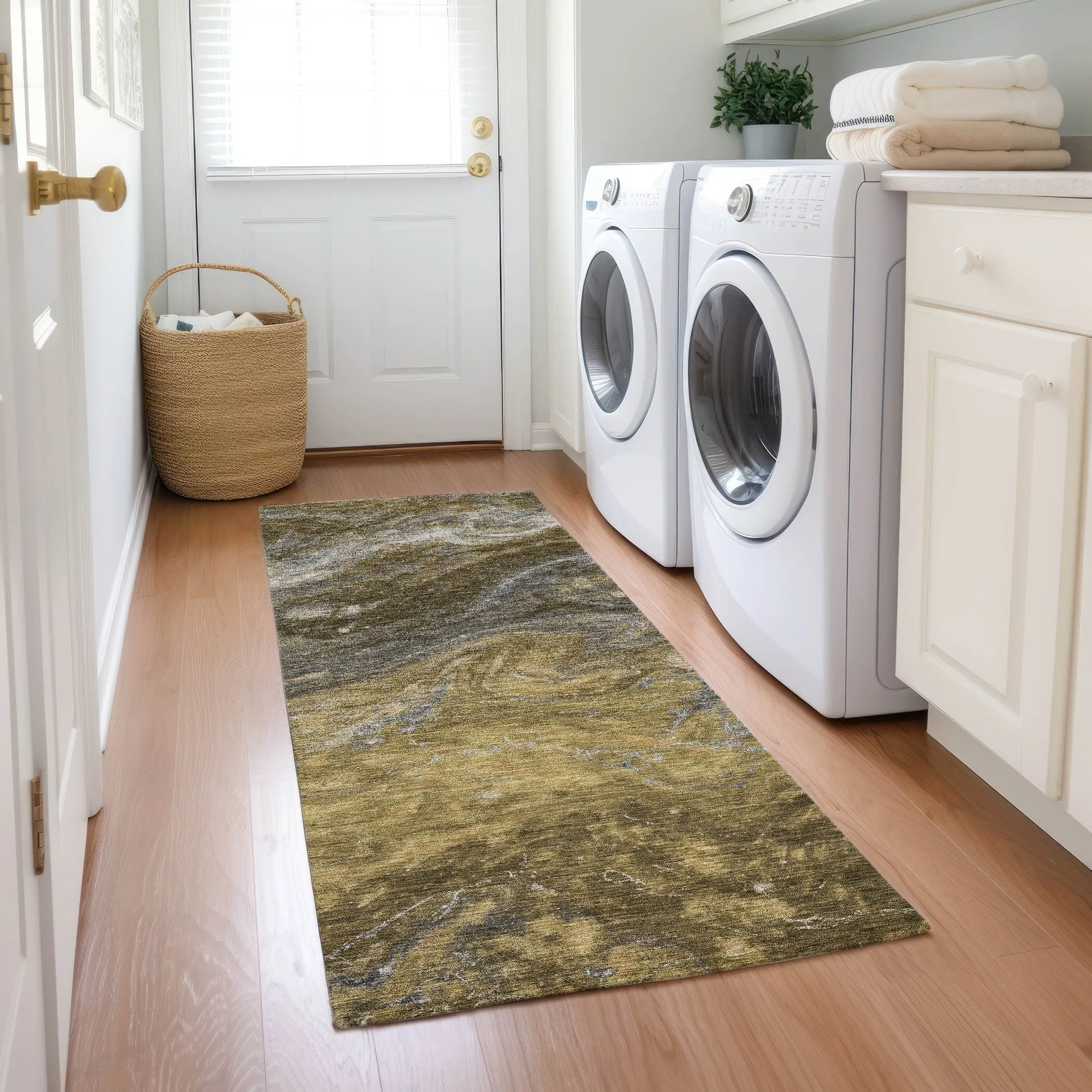 Machine Washable Indoor/ Outdoor Chantille Modern Abstract Rug