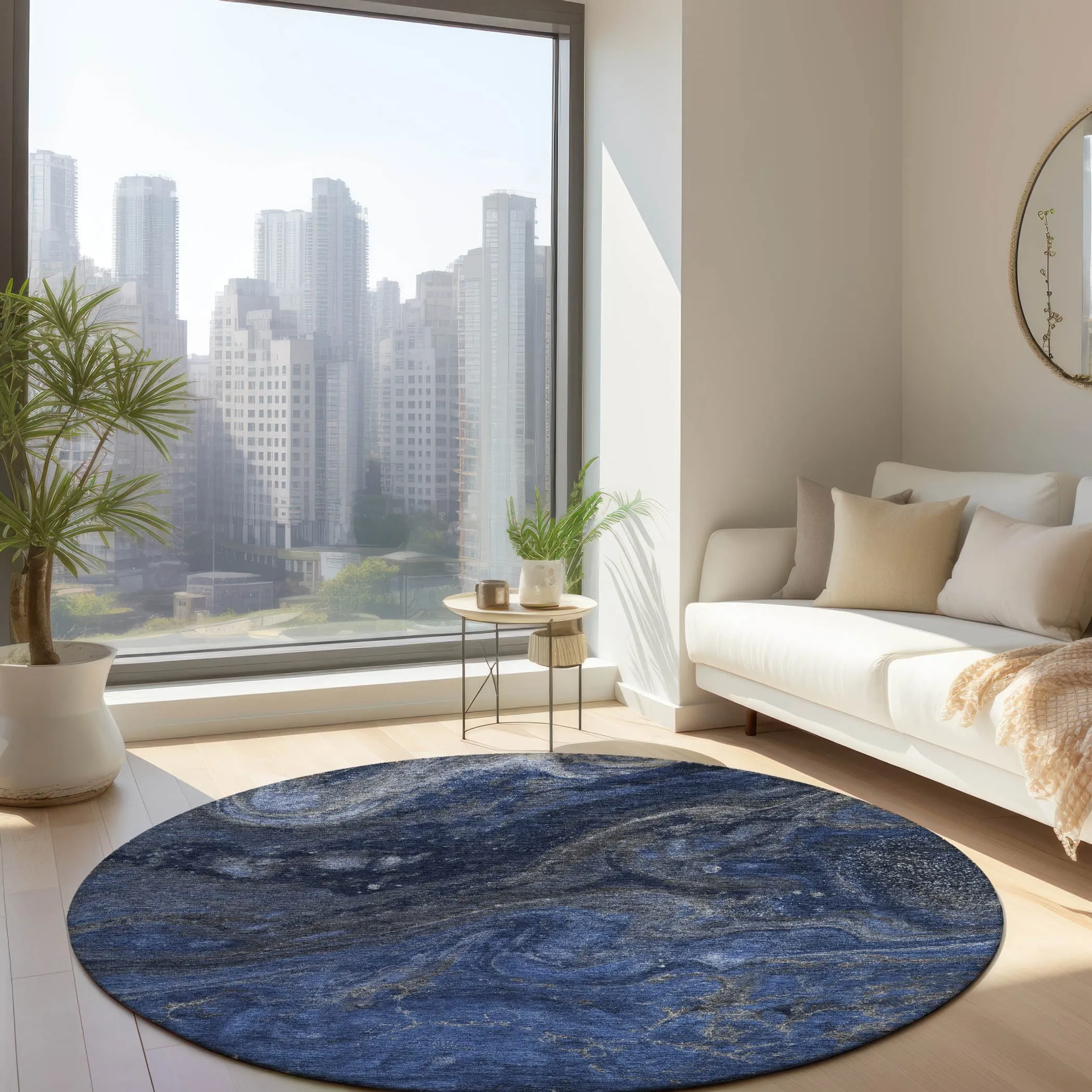 Machine Washable Indoor/ Outdoor Chantille Modern Abstract Rug