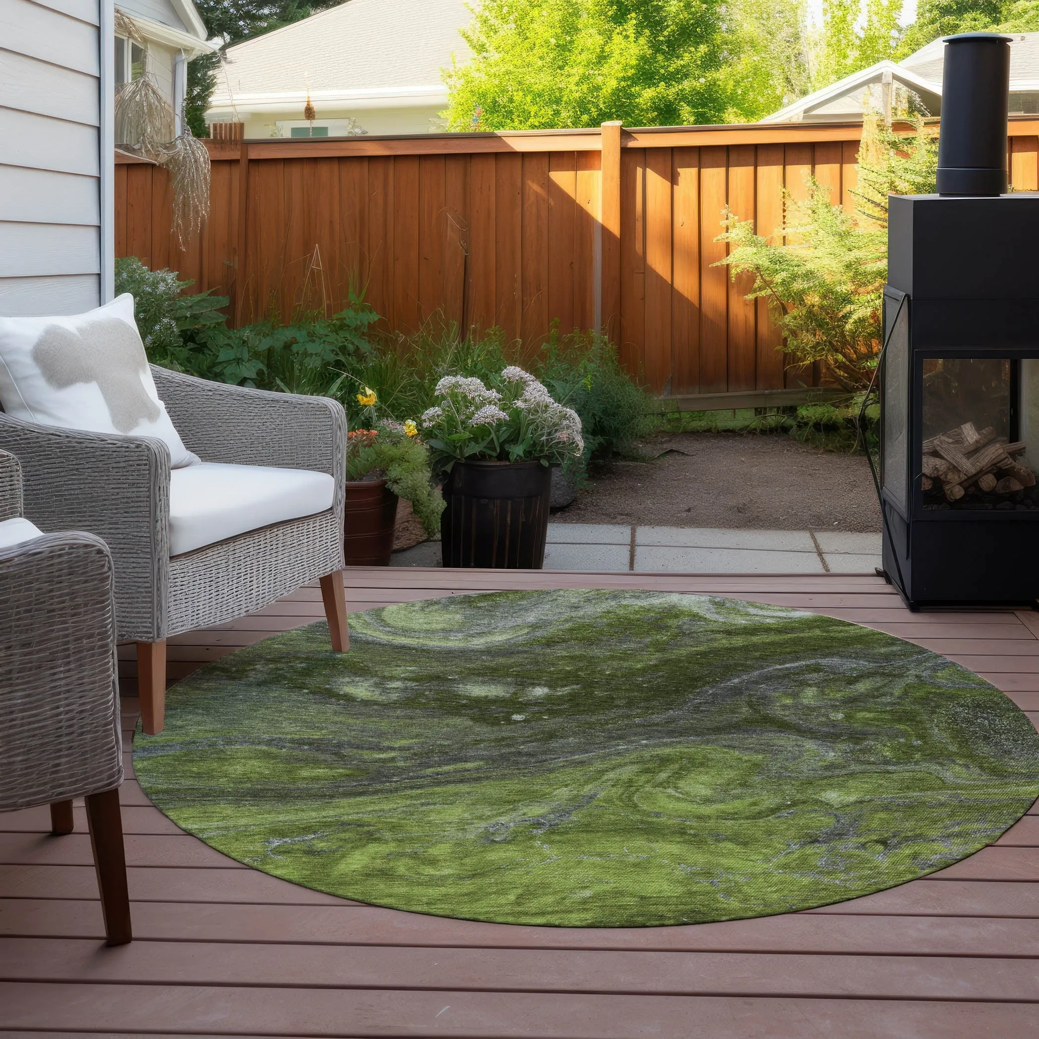 Machine Washable Indoor/ Outdoor Chantille Modern Abstract Rug