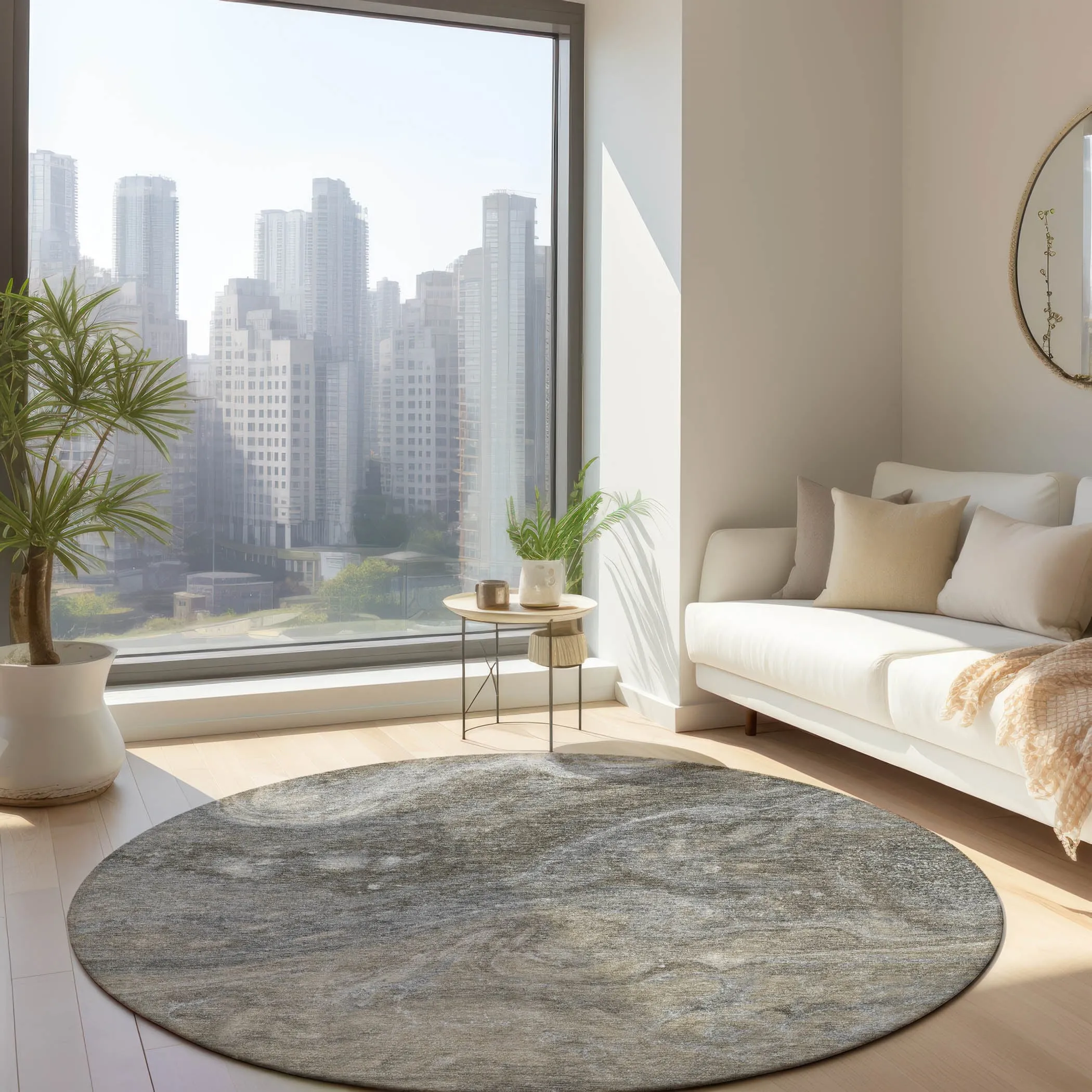 Machine Washable Indoor/ Outdoor Chantille Modern Abstract Rug