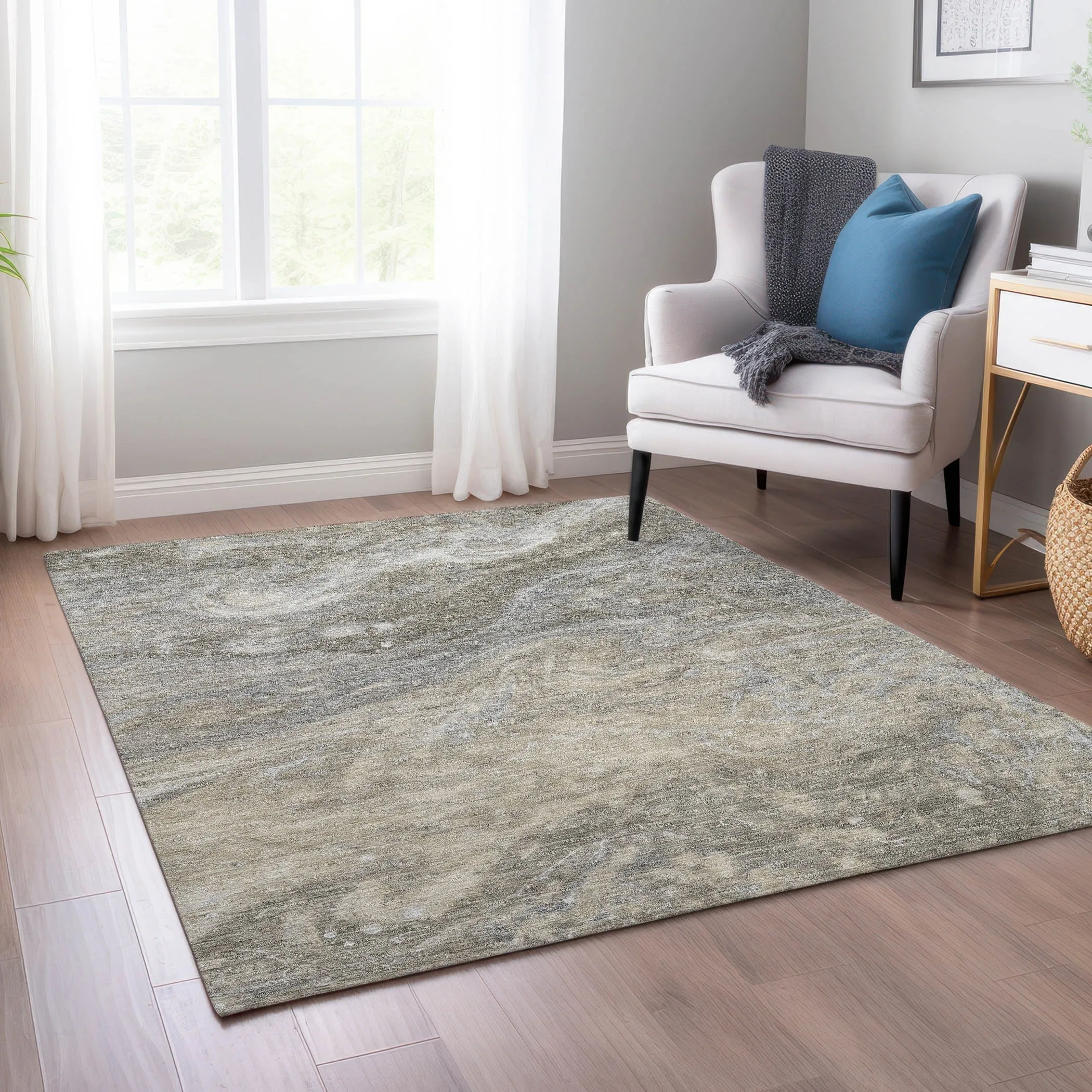 Machine Washable Indoor/ Outdoor Chantille Modern Abstract Rug