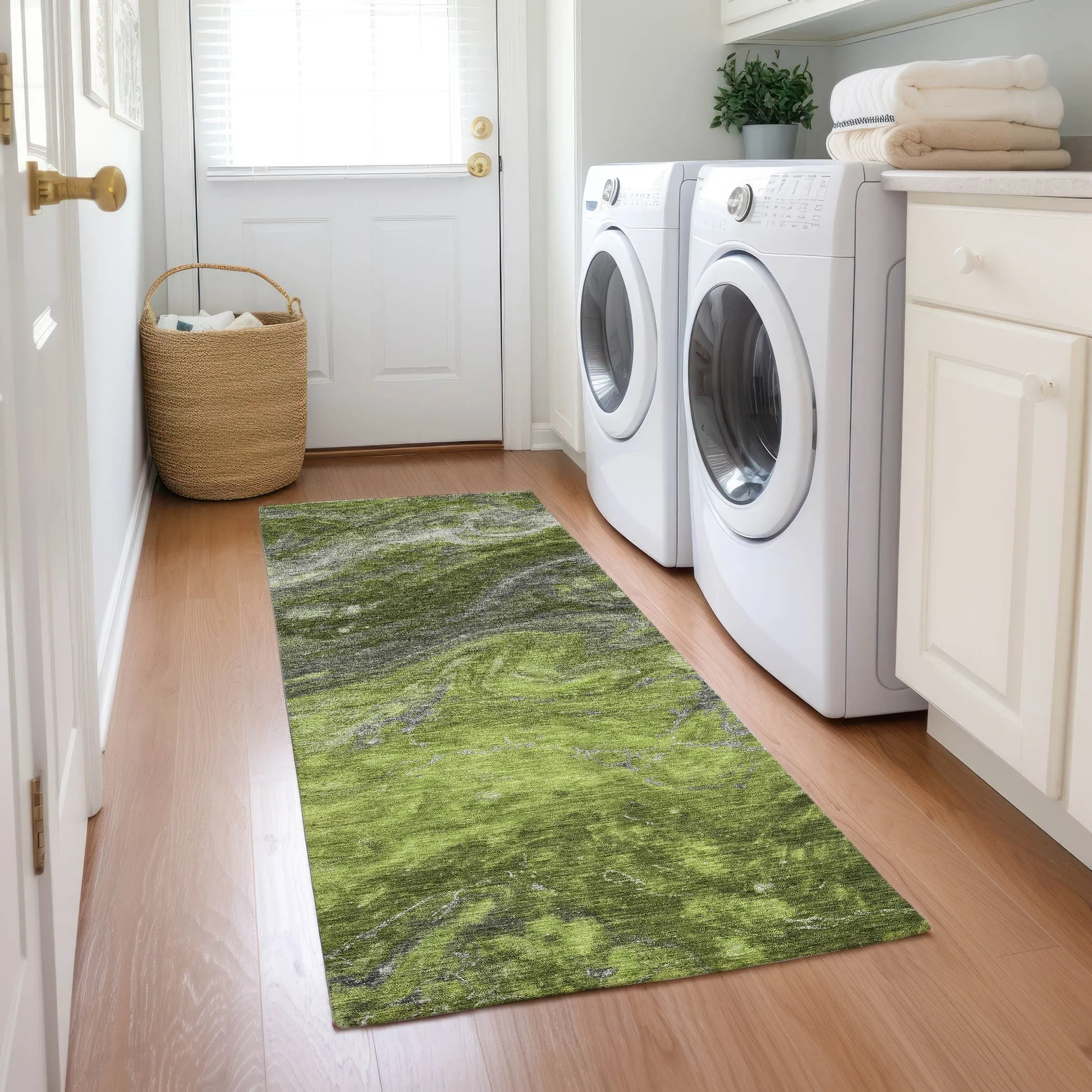 Machine Washable Indoor/ Outdoor Chantille Modern Abstract Rug