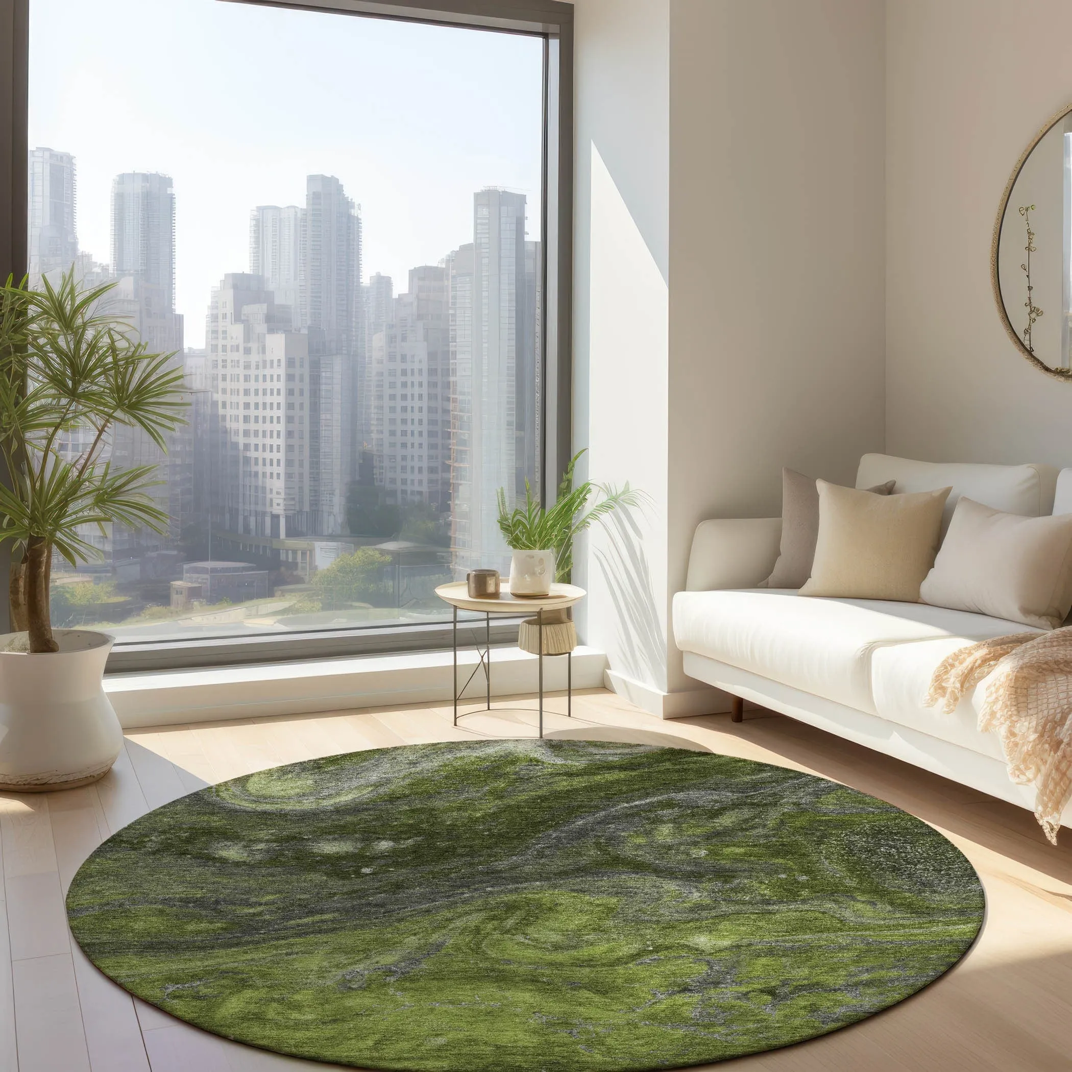 Machine Washable Indoor/ Outdoor Chantille Modern Abstract Rug
