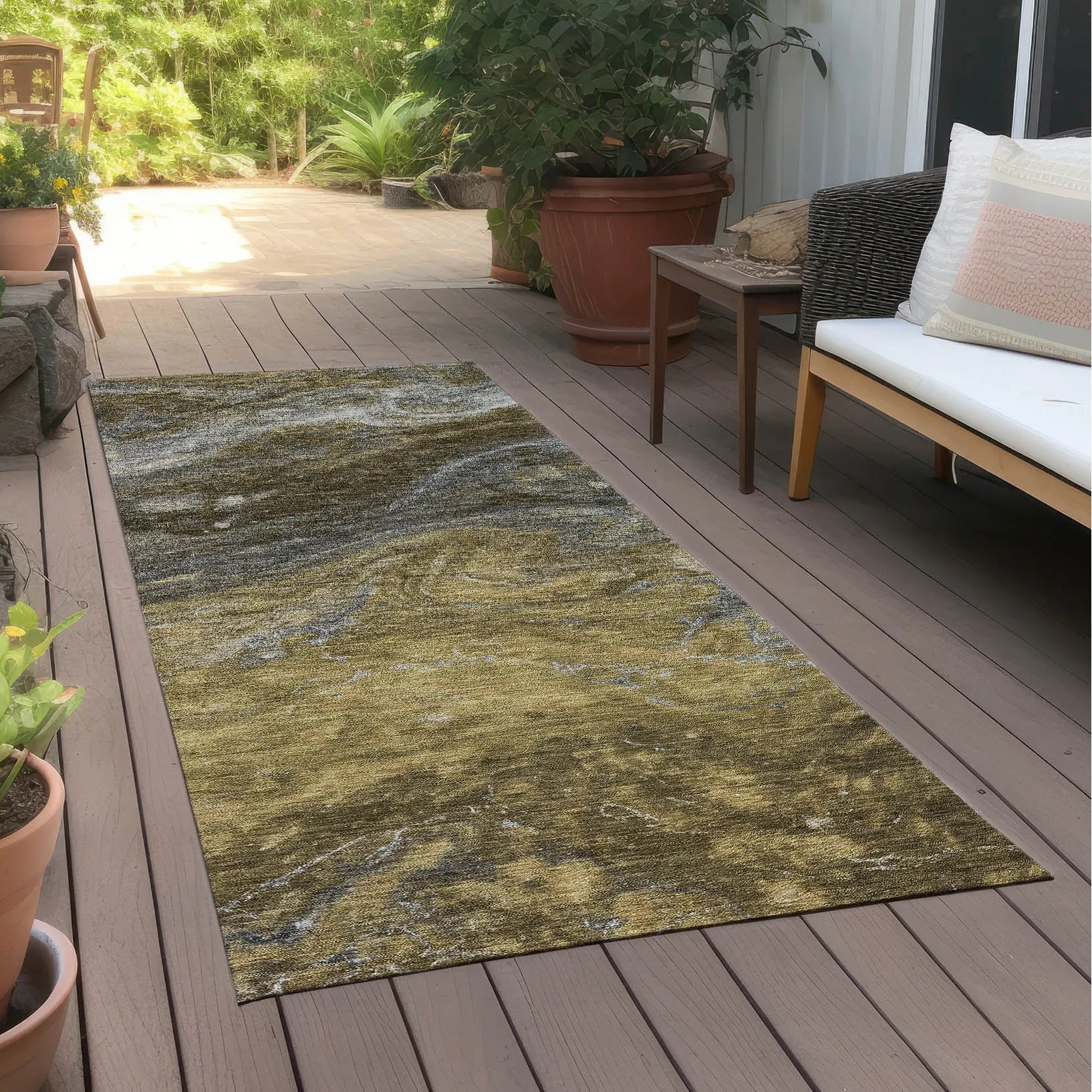 Machine Washable Indoor/ Outdoor Chantille Modern Abstract Rug