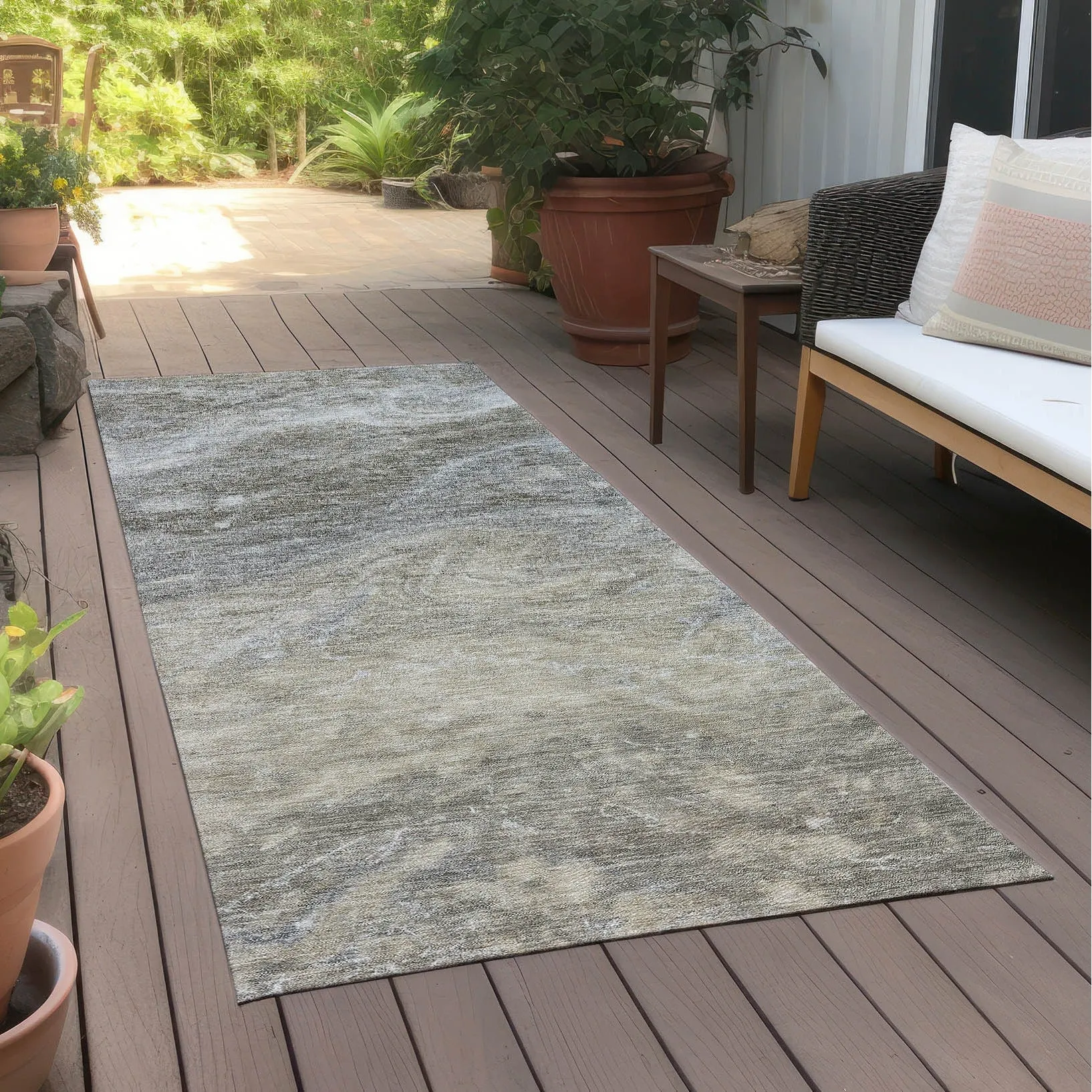 Machine Washable Indoor/ Outdoor Chantille Modern Abstract Rug