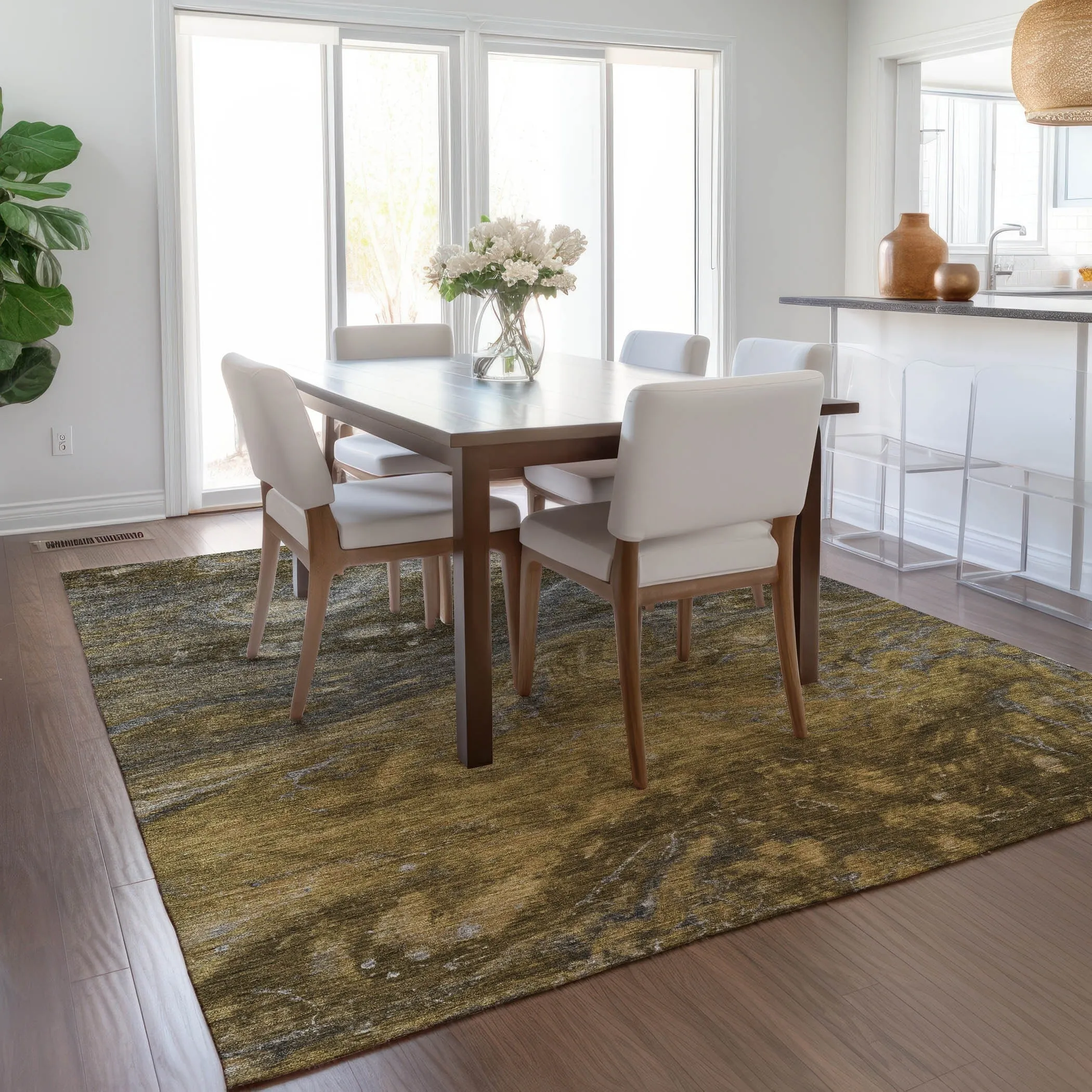 Machine Washable Indoor/ Outdoor Chantille Modern Abstract Rug
