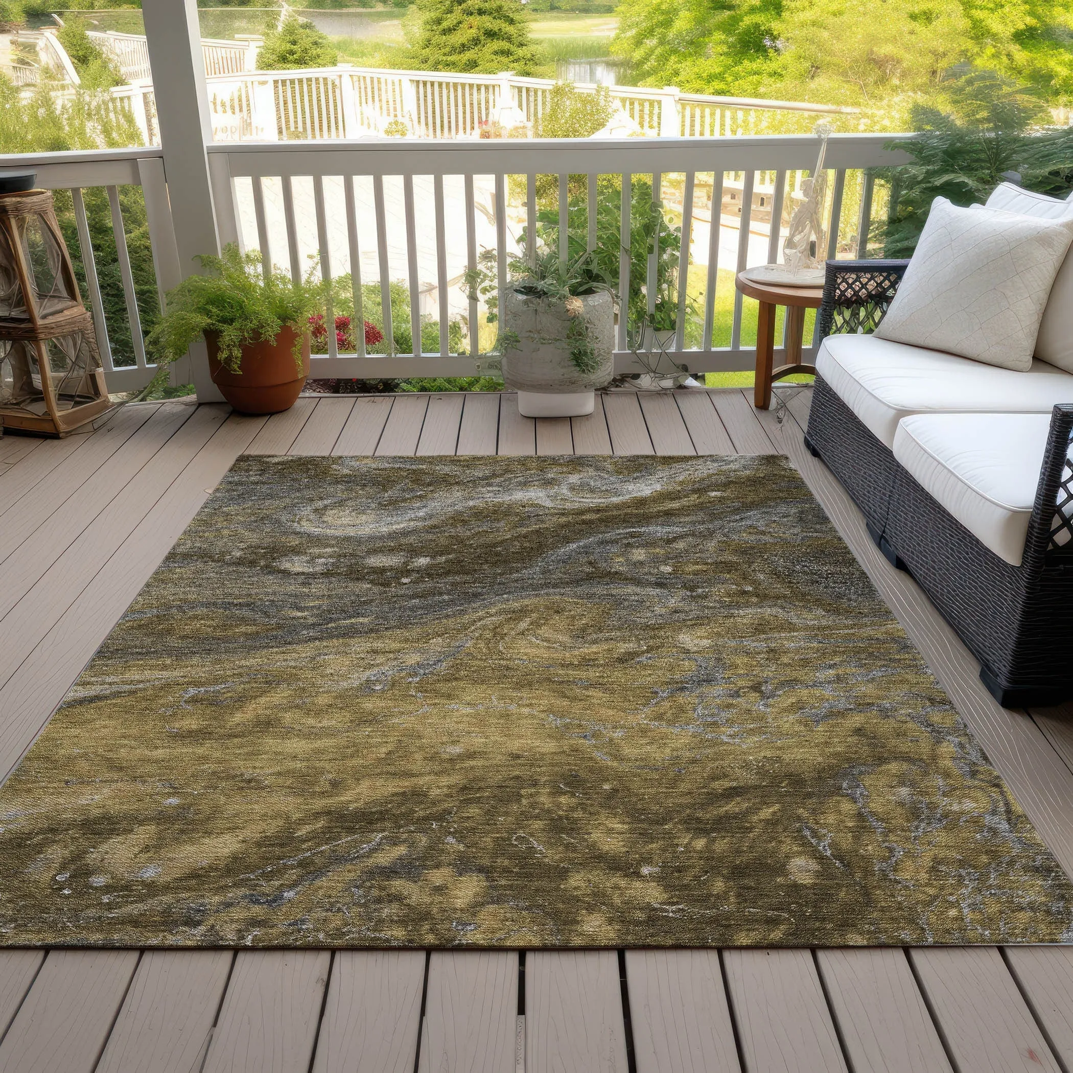 Machine Washable Indoor/ Outdoor Chantille Modern Abstract Rug
