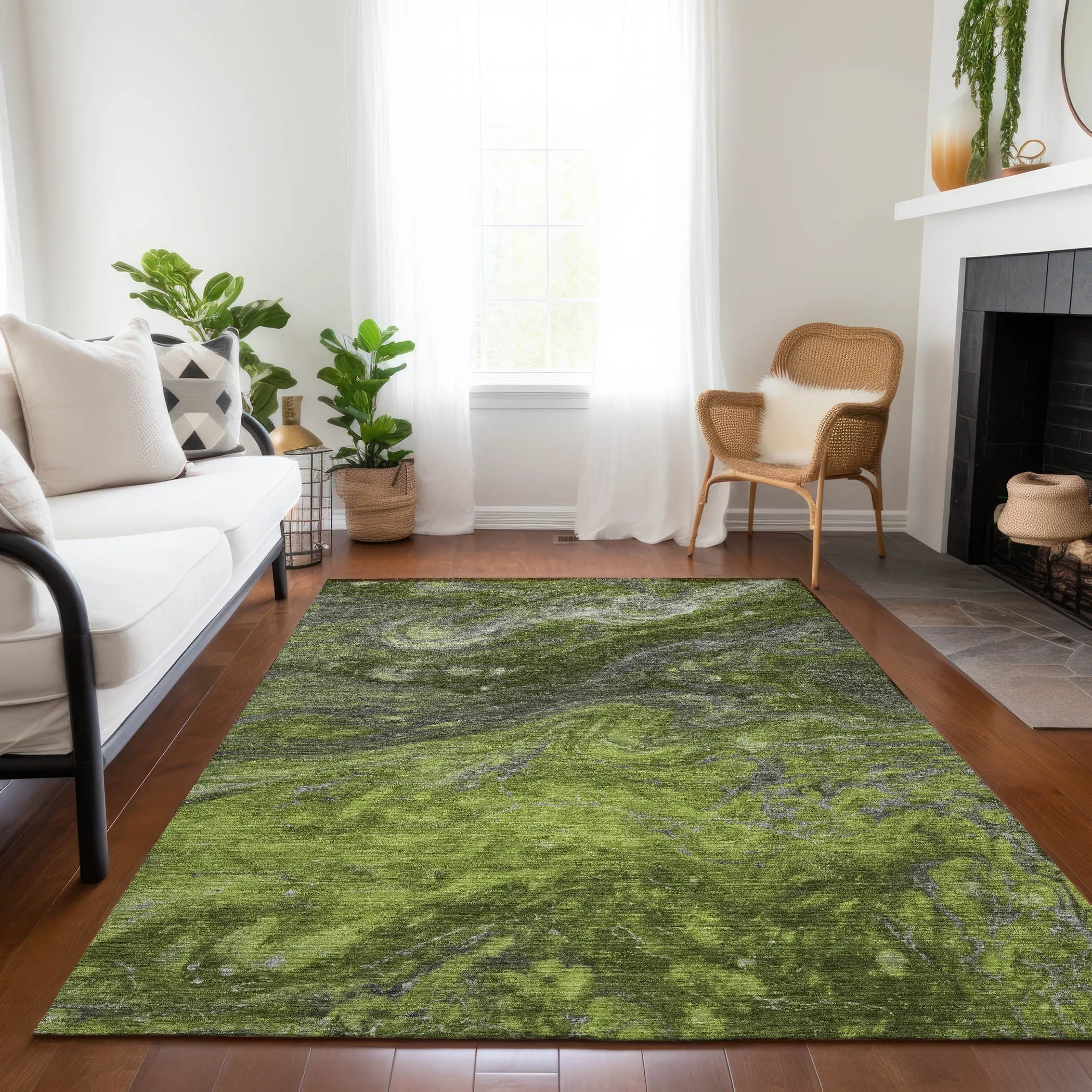 Machine Washable Indoor/ Outdoor Chantille Modern Abstract Rug