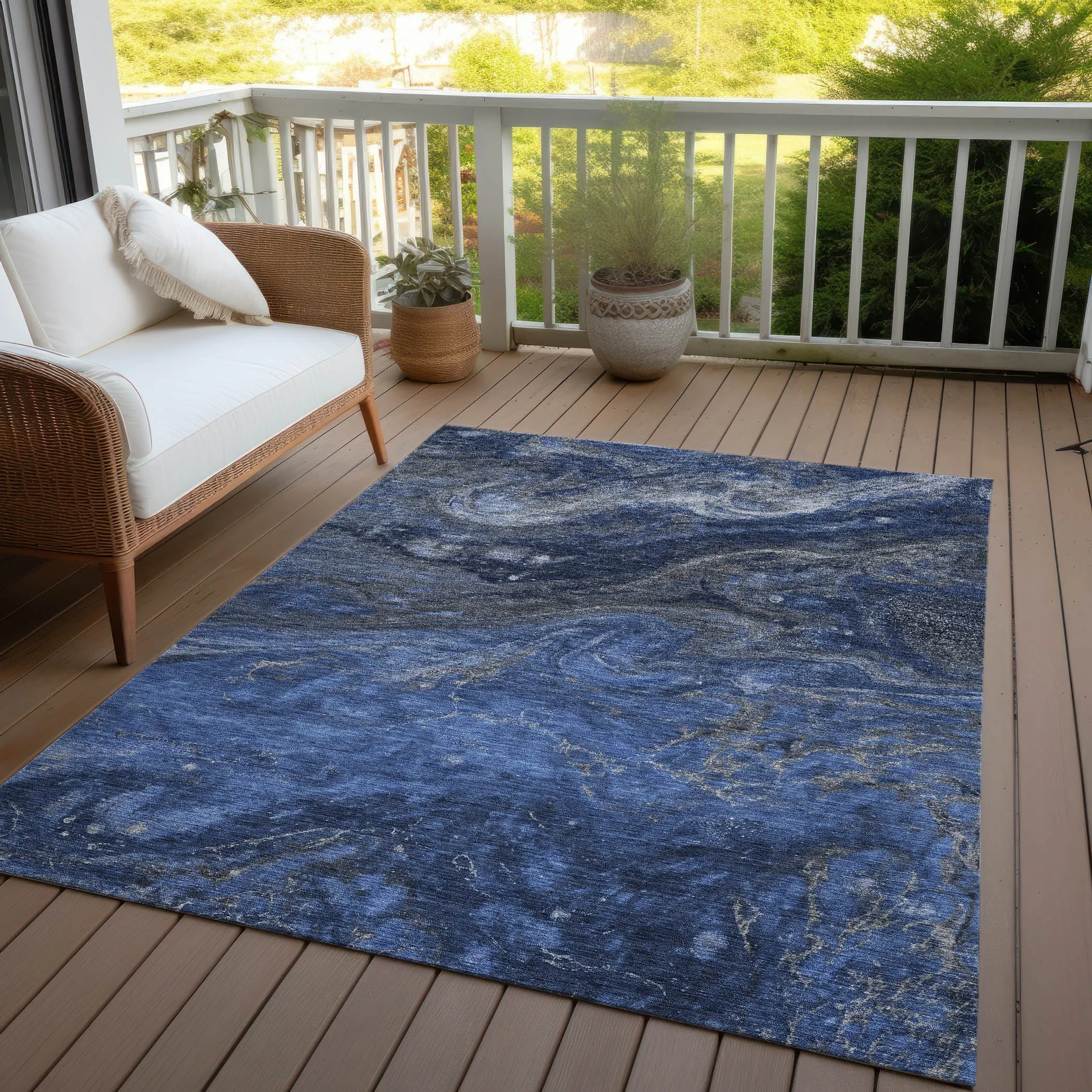 Machine Washable Indoor/ Outdoor Chantille Modern Abstract Rug