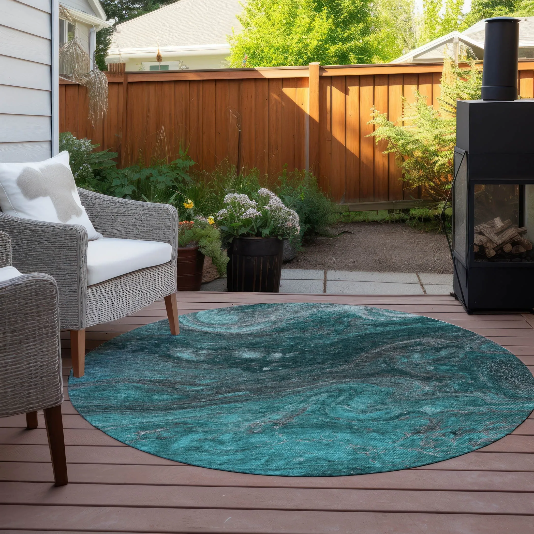 Machine Washable Indoor/ Outdoor Chantille Modern Abstract Rug