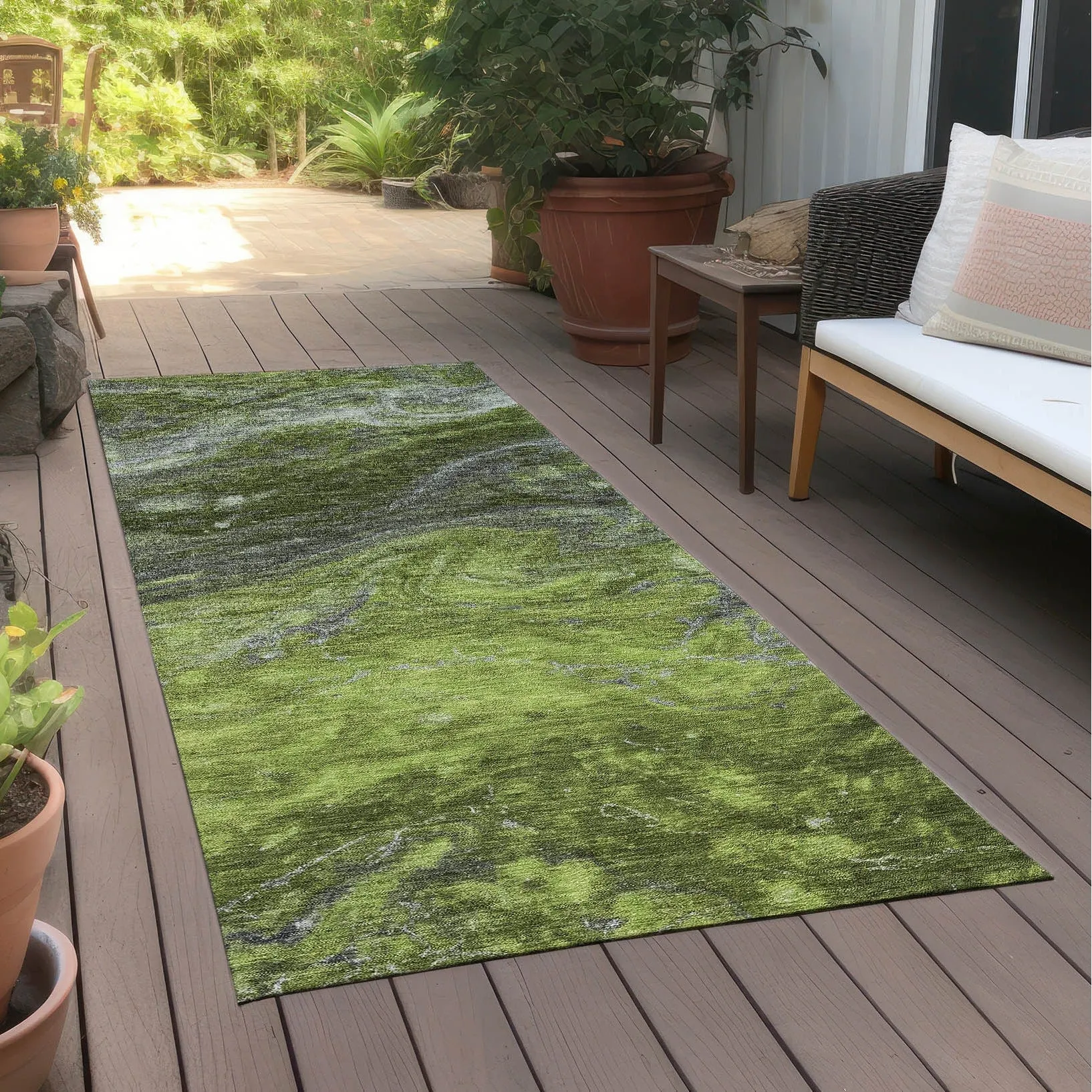 Machine Washable Indoor/ Outdoor Chantille Modern Abstract Rug