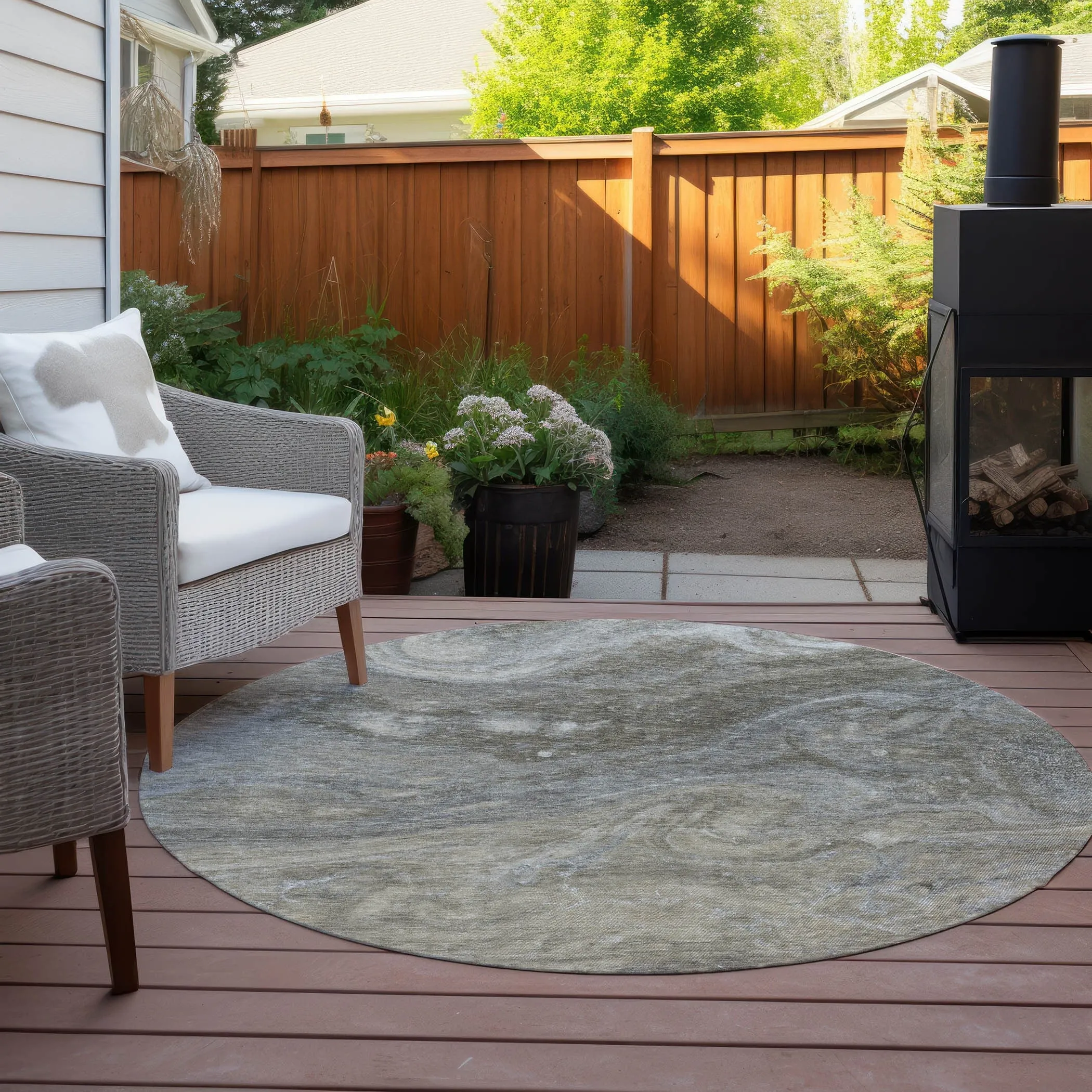 Machine Washable Indoor/ Outdoor Chantille Modern Abstract Rug